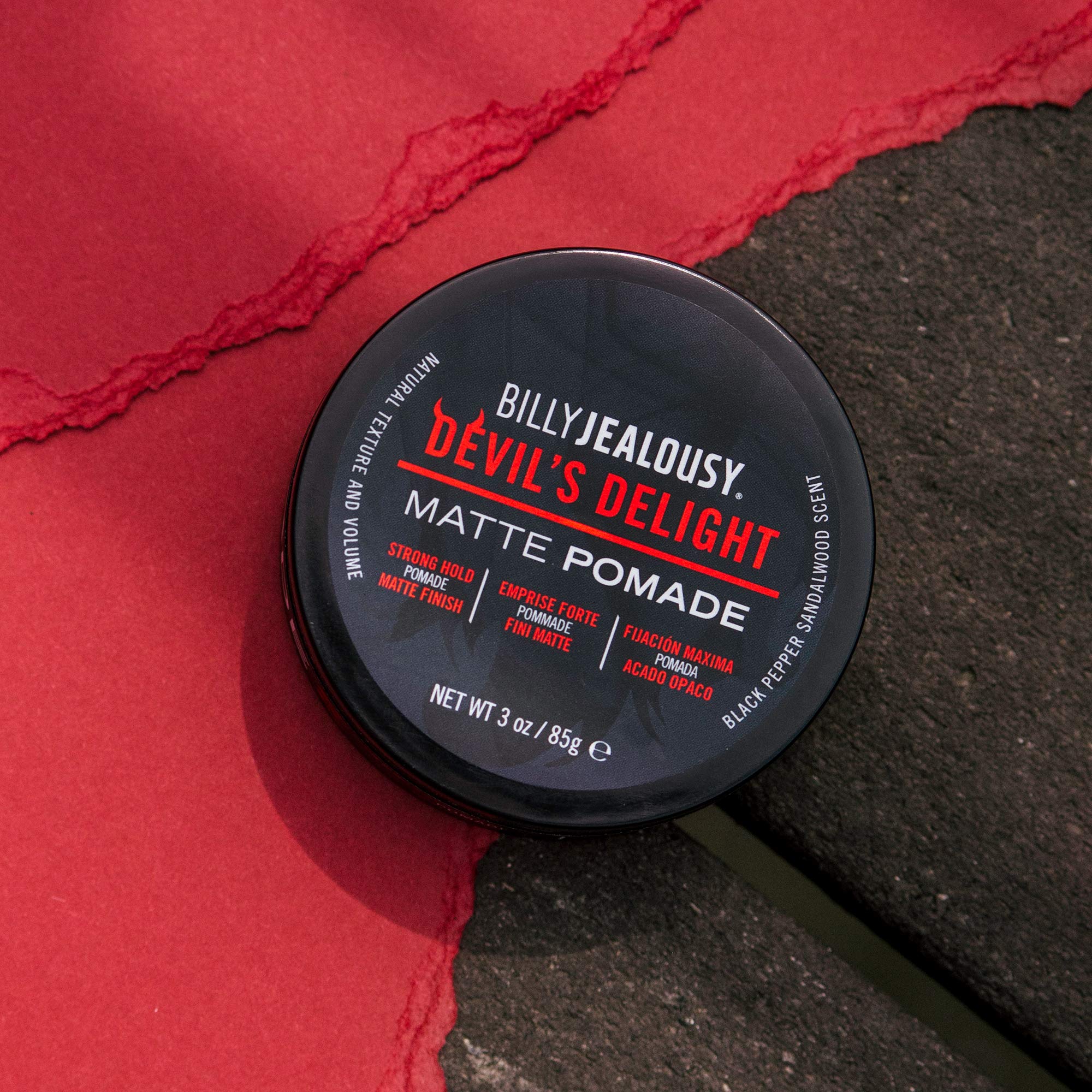 Billy Jealousy Devil's Delight Matte Pomade for Men Adds Volume and Definition, Strong Hold Water-Based Formula with Black Peppe