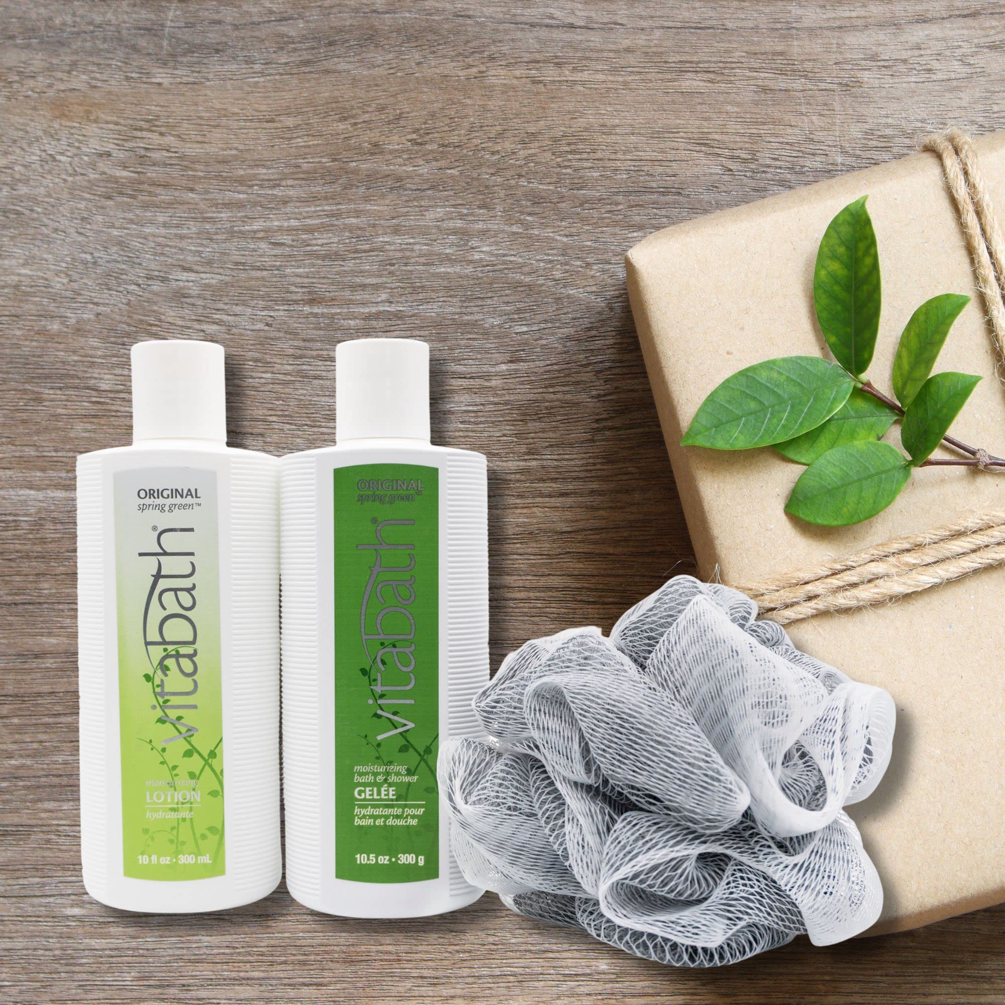 Vitabath Original Spring Green Everyday Skincare Set Moisturizing Shower Gel Wash, Reviving Lotion & Exfoliating Body Scrubber P