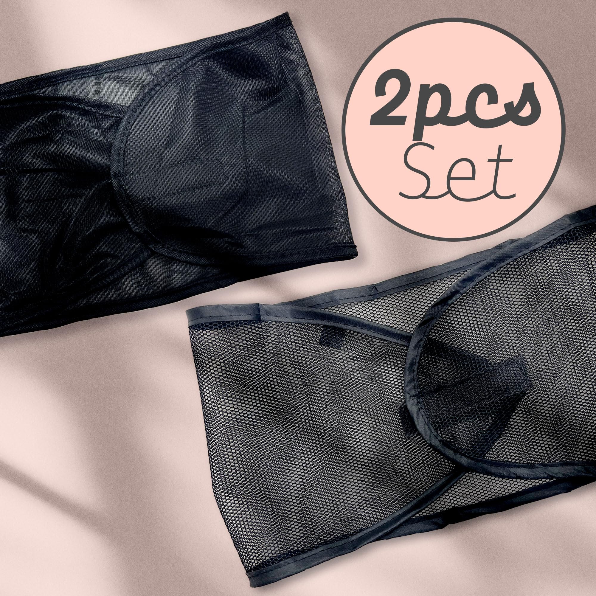 DONNA Satin & Mesh Wrap Set - Adjustable, Breathable Fabric for Short Hair - Black, One Size, Model 658302821337