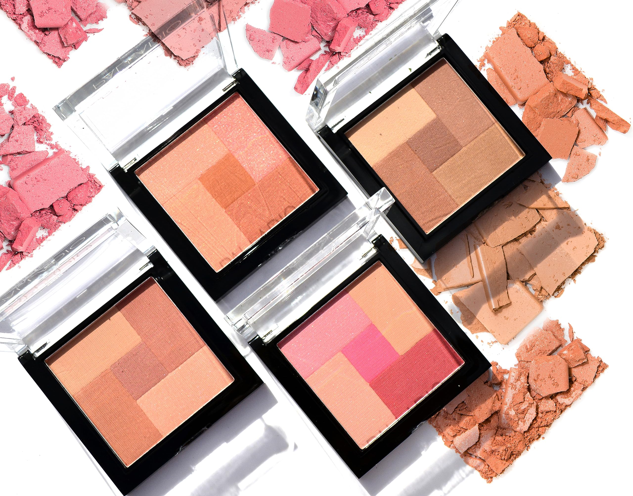 Palladio 2-In-1 Mosaic Blush and Bronzer, Silky Smooth Face Makeup Pressed Powder, Five Color Hues from Shimmering Pinks to Gold