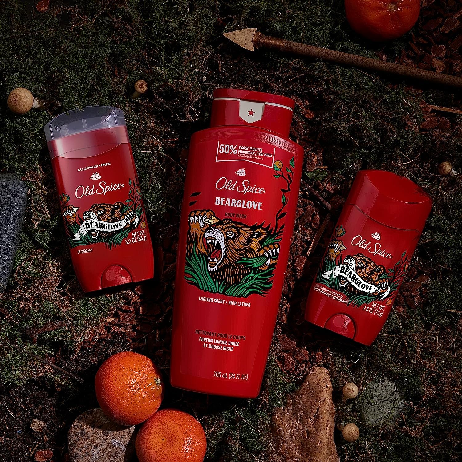 Old Spice Men'S Deodorant Aluminum-Free, Bearglove Scent, 48 Hr. Protection, 3.0 Oz, (Pack Of 3) With Travel-Size Swagger Body W