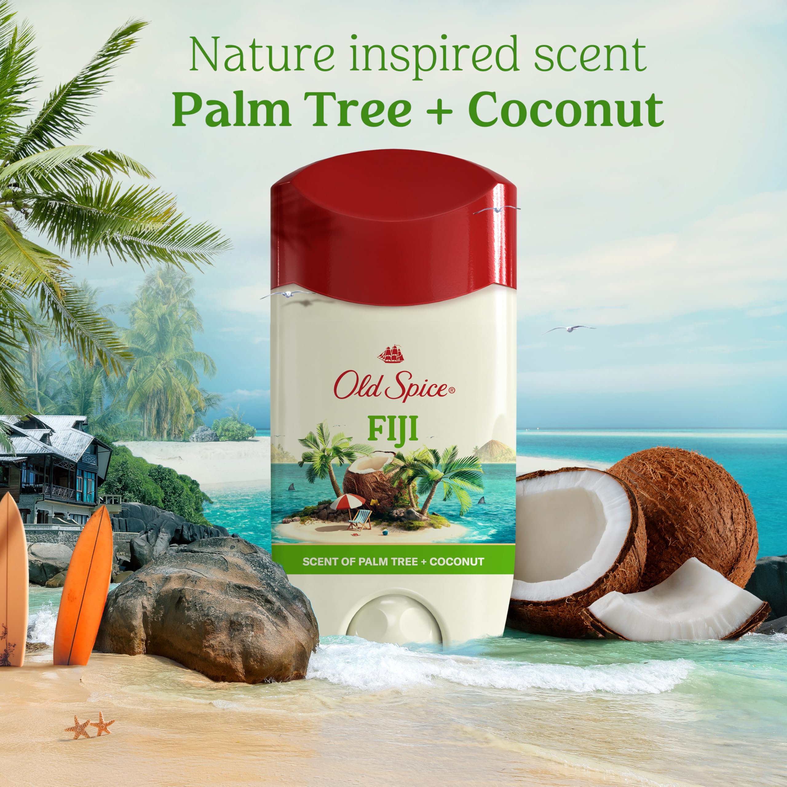 Old Spice Men 's Antiperspirant & Deodorant Fiji with Palm Tree, 2.6oz (Pack of 3)