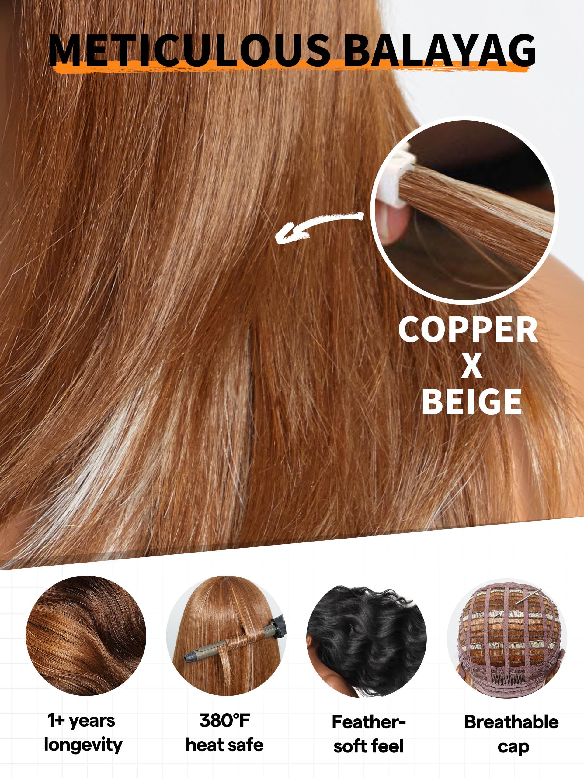 Gorgius Ombre Brown Wig With Blonde Highlights Glueless Straight Wig Crafted With Style-Archive Technology: Premium Fiber & Remy