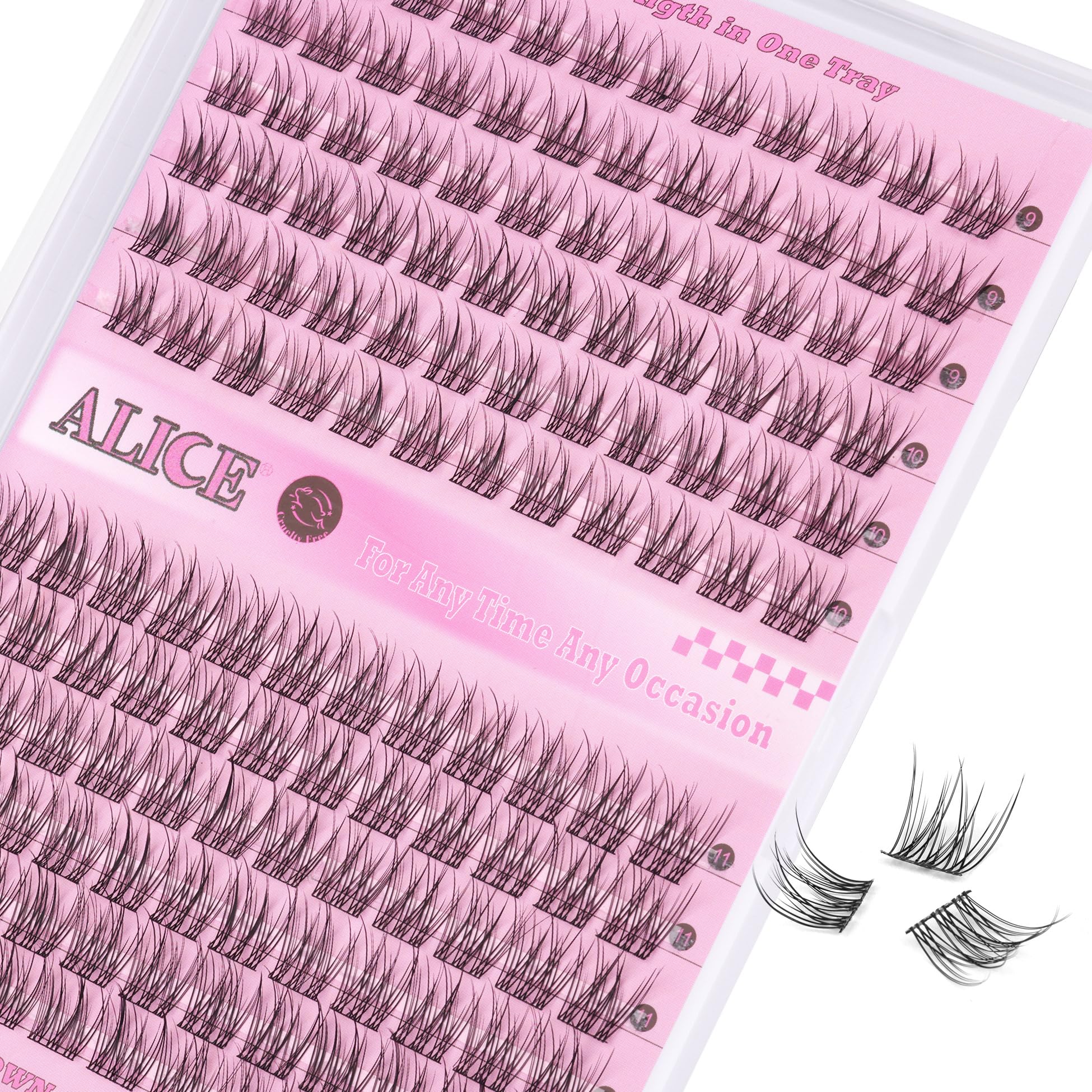 ALICE DIY Eyelash Extensions Kit 9-11MM Natural, Lash Clusters Kit 144Pcs Wispy Individual Lashes C Curl Lash Extensions, Lash G