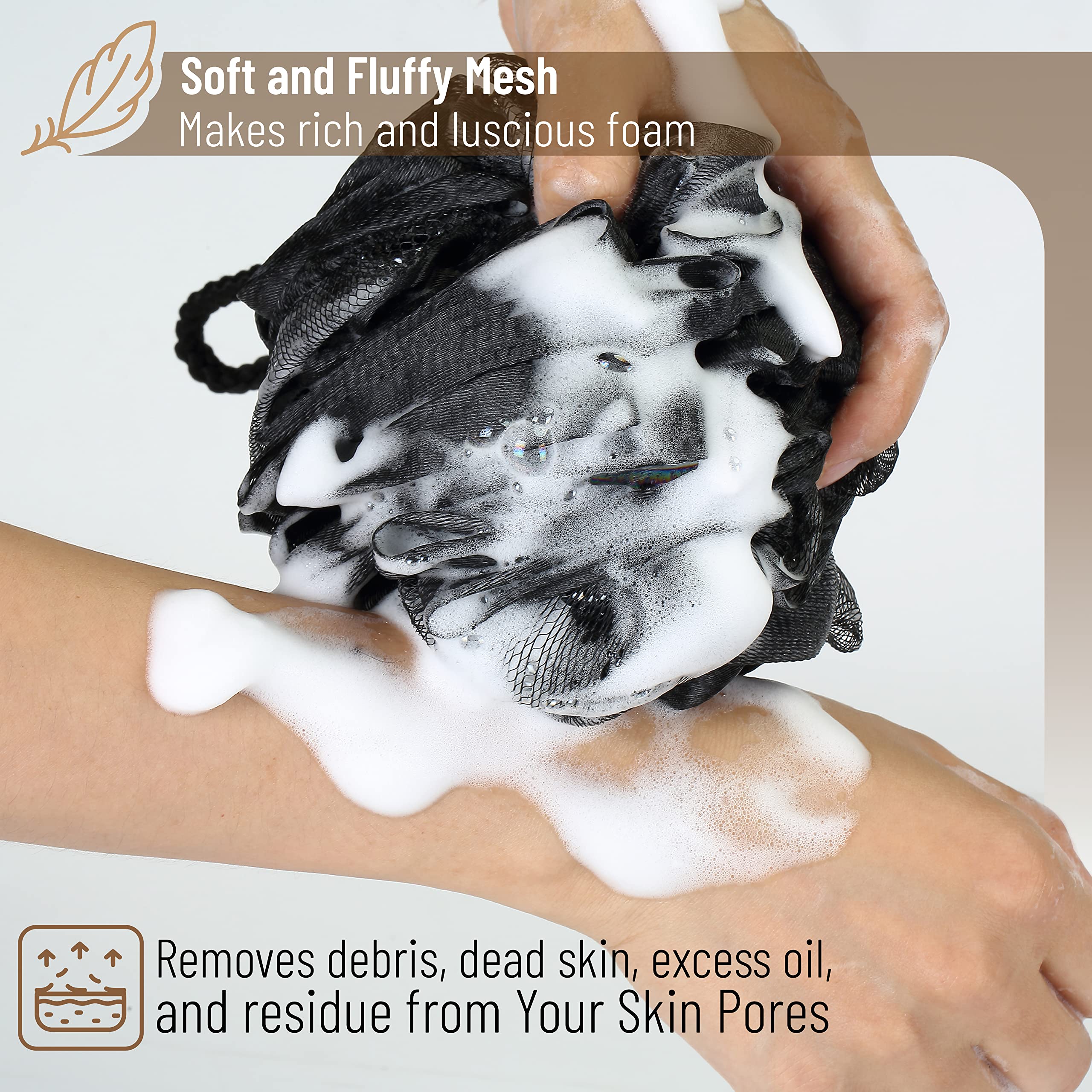 Slick- Loofah With Handle, Loofah Back Scrubber, Back Loofah, Loofah Brush With Long Handle, Loofah On A Stick, Shower Loofah Wi
