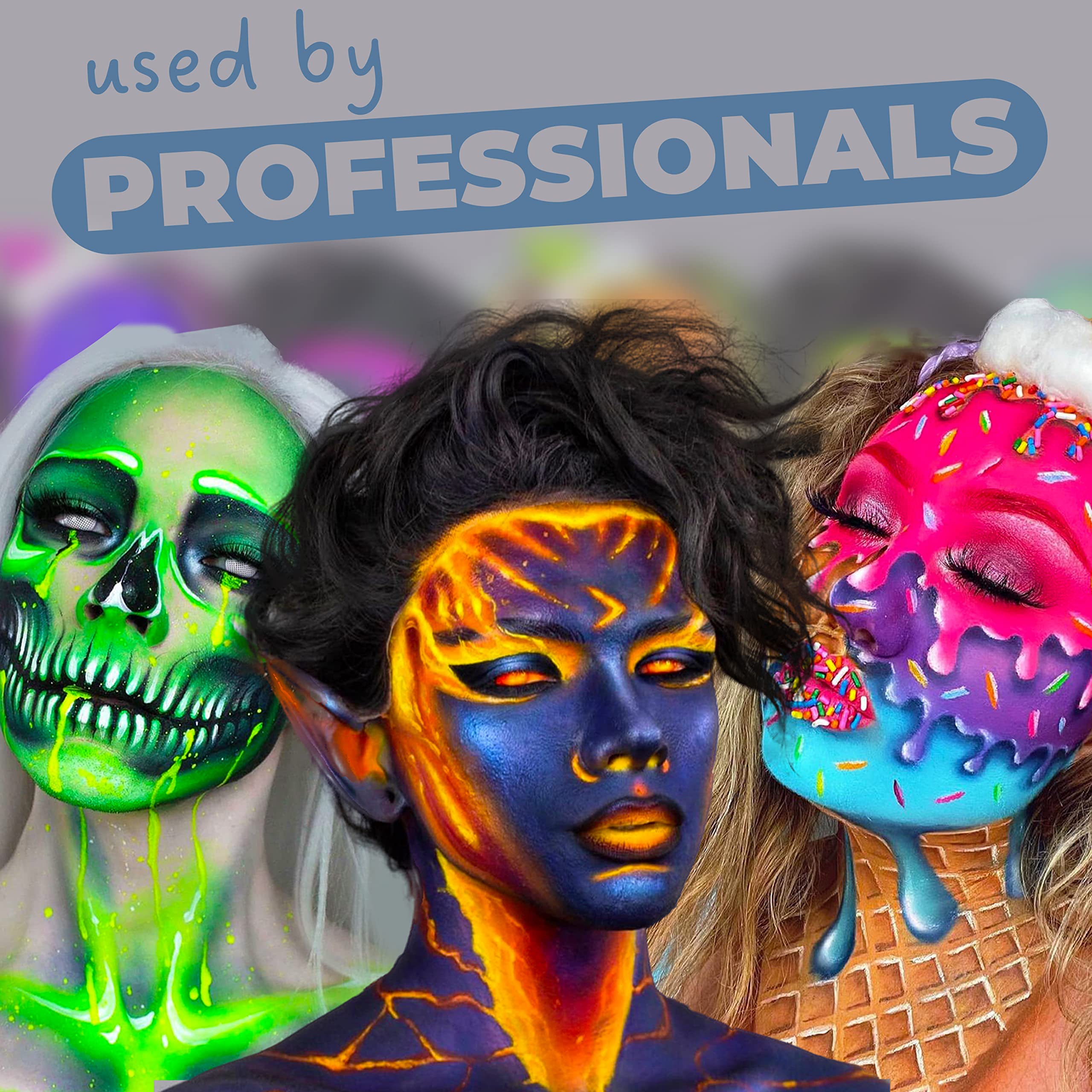 Blue Squid Pro Face Paint - Metallic Silver (30Gm), Professional Water Based Single Cake Face & Body Paint Makeup Supplies For A