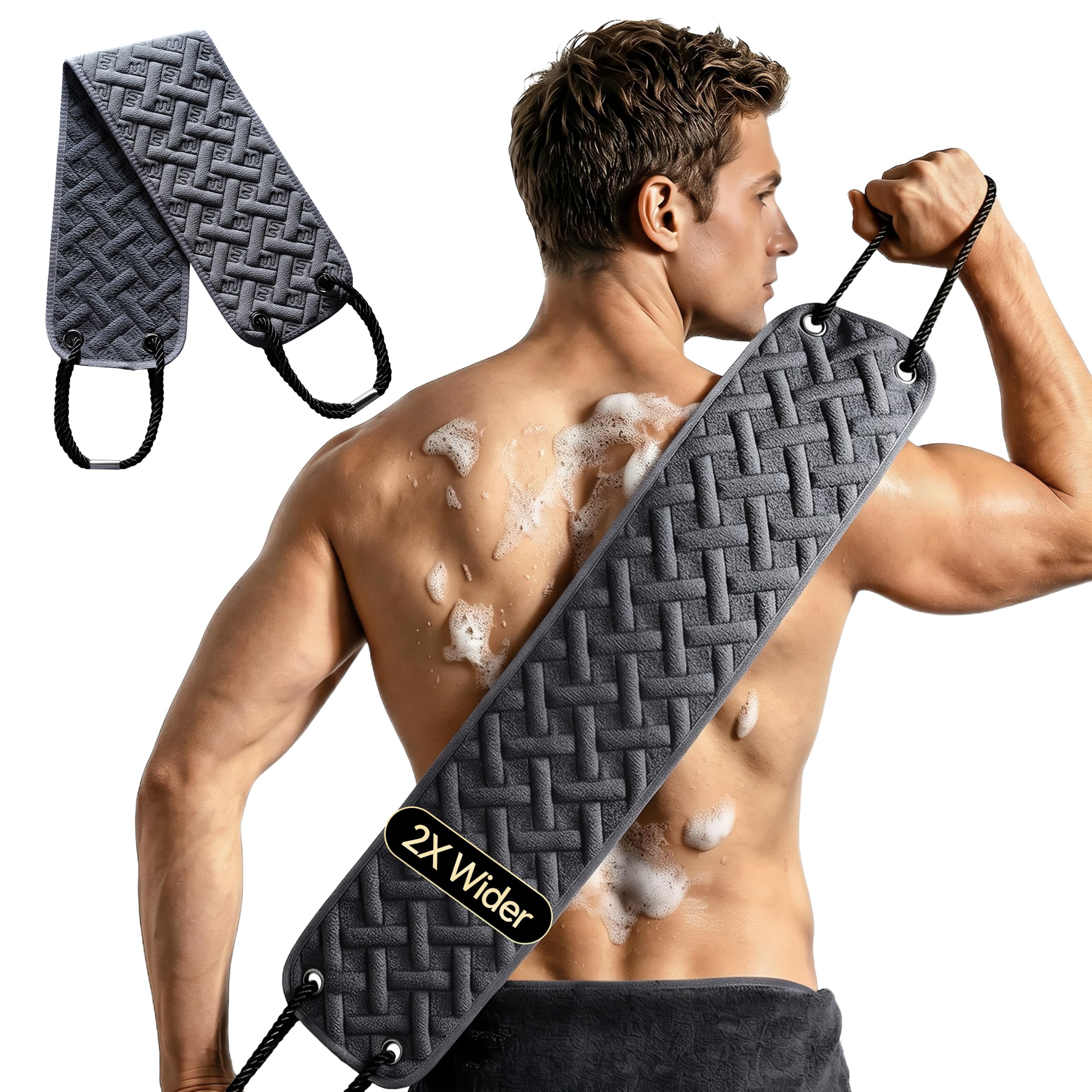 Back Scrubber for Shower for Men, 2X Wider 38.5 DoubleSided Back Washer