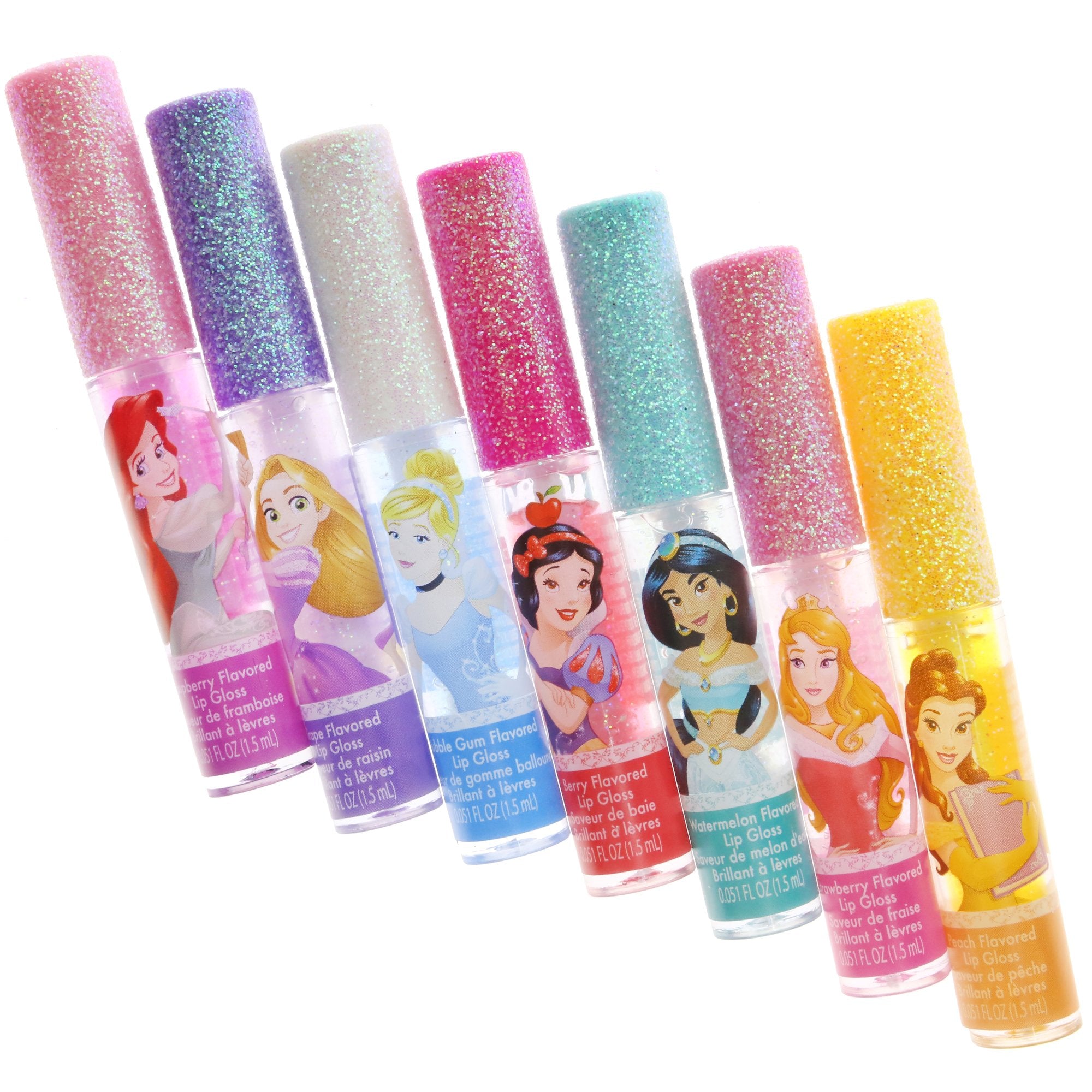 Townley Girl Disney Princess Lip Gloss Set, 7 Pack, 0.05 Fl Oz Each, Multicolor