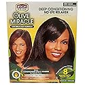 African Pride Olive Miracle Deep Conditioning No-Lye Relaxer - Regular Kit 8-Count
