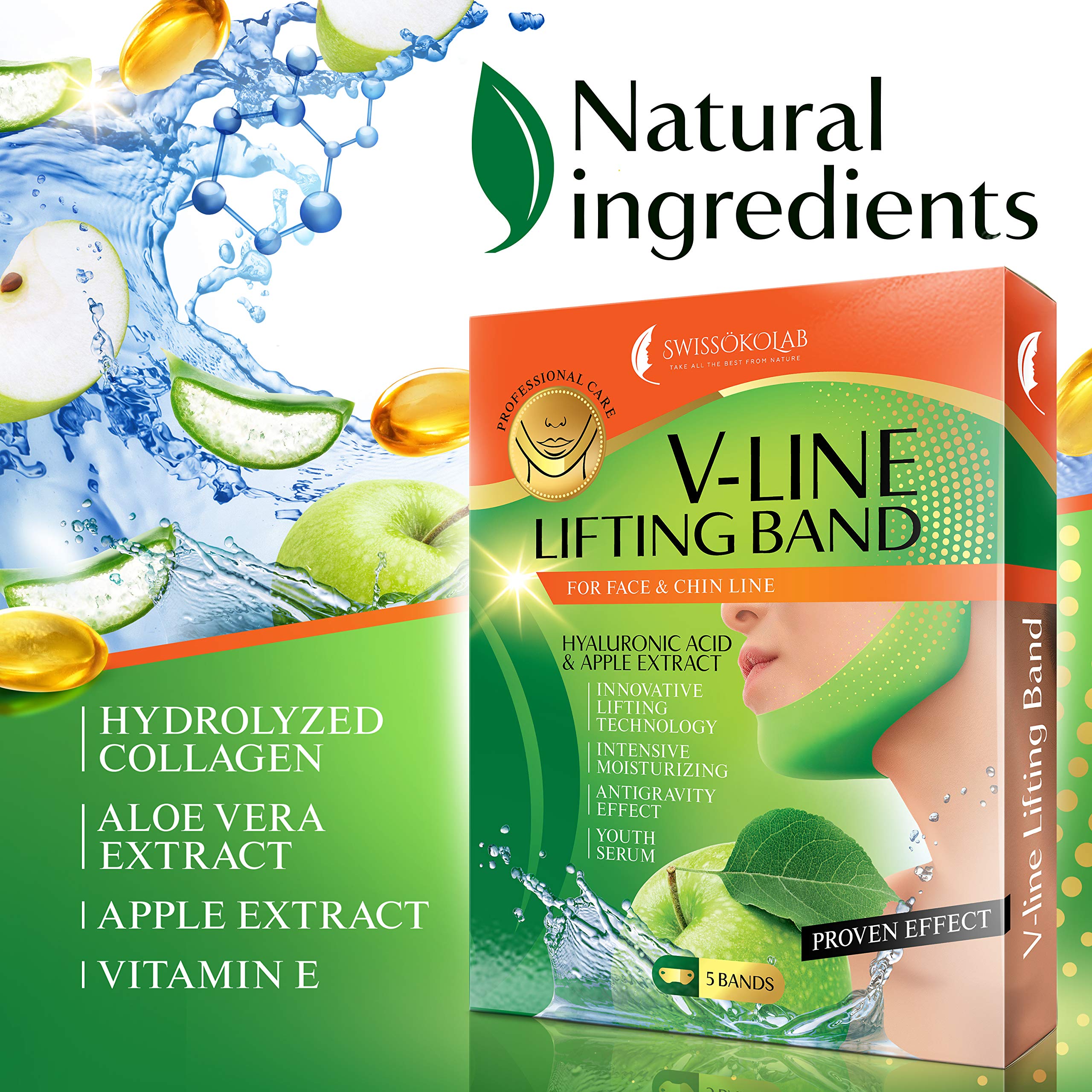 Swisskolab V Shape Lifting Up Face Mask Chin Up Patch Double Chin Reducer Chin Contour Tightening Firming Face Lift Tape Mask V-