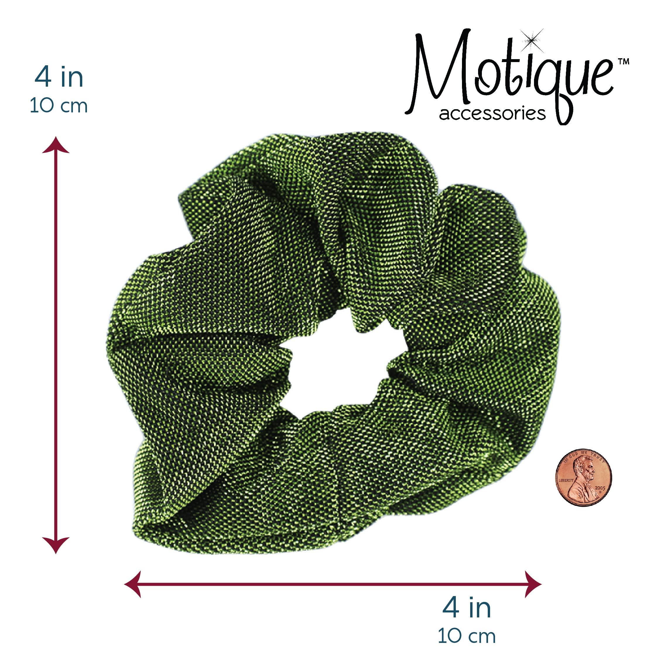 Green Jumbo Shimmer Scrunchie Hair Tie - Set of 2