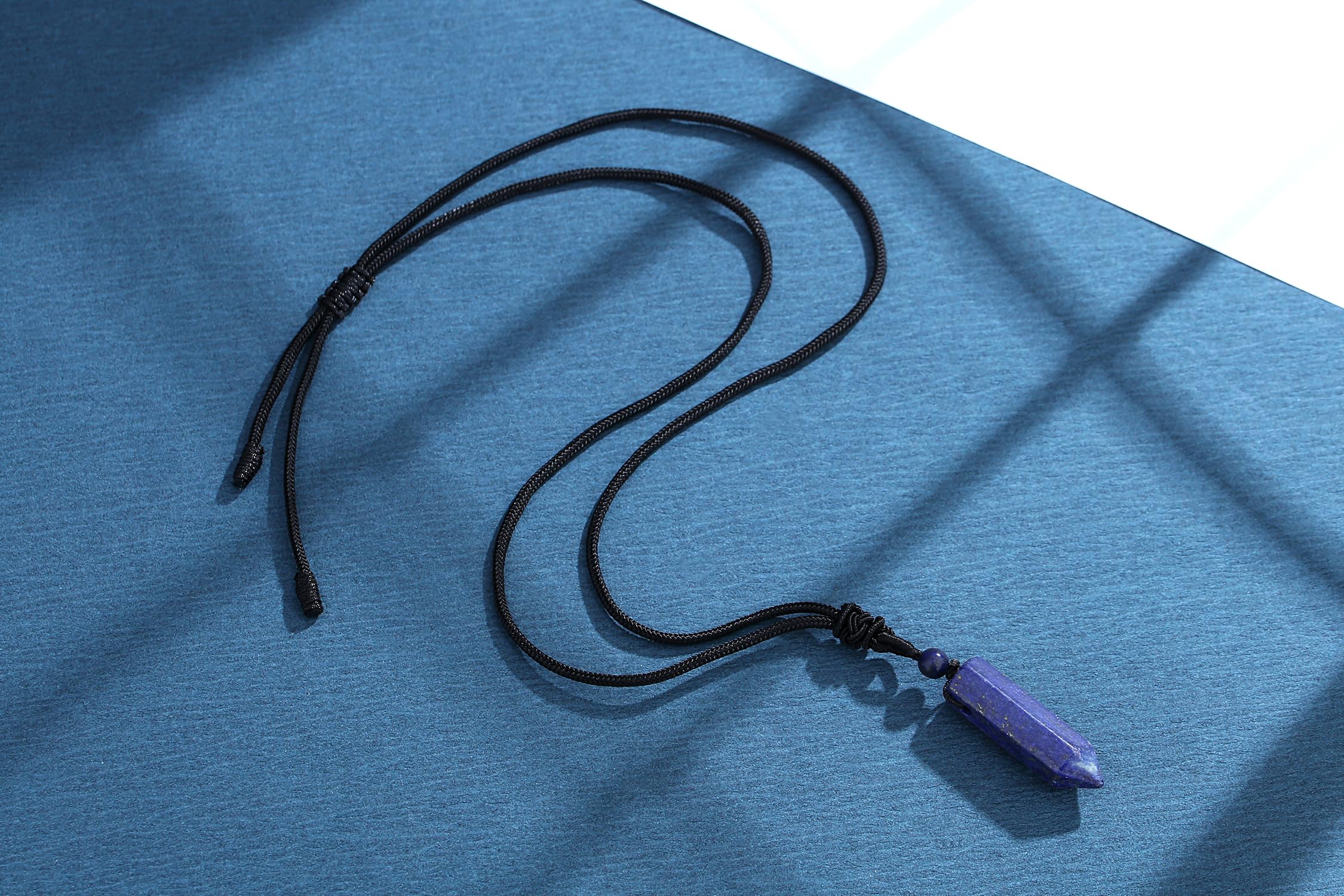 XIANNVXI Lapis Lazuli Necklace for Men Healing Crystal Necklace Men 's Necklaces Adjustable Rope Pendant Natural Gemstone Neckla