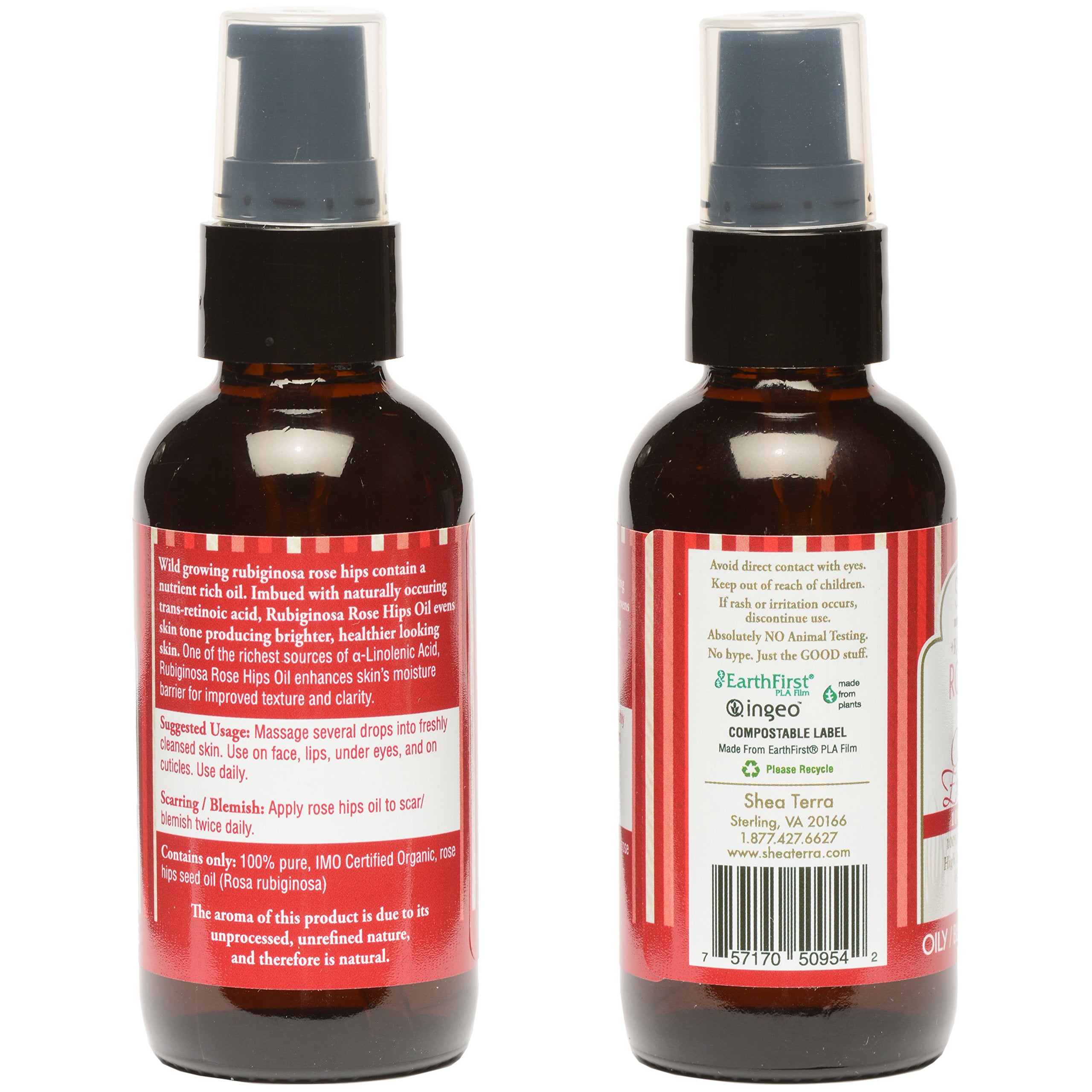 Shea Terra Rubignosa Rose Hips Cold-Pressed Extra Virgin Oil |All Natural & Organic Oil Rich In Antioxidants And Fatty Acids For