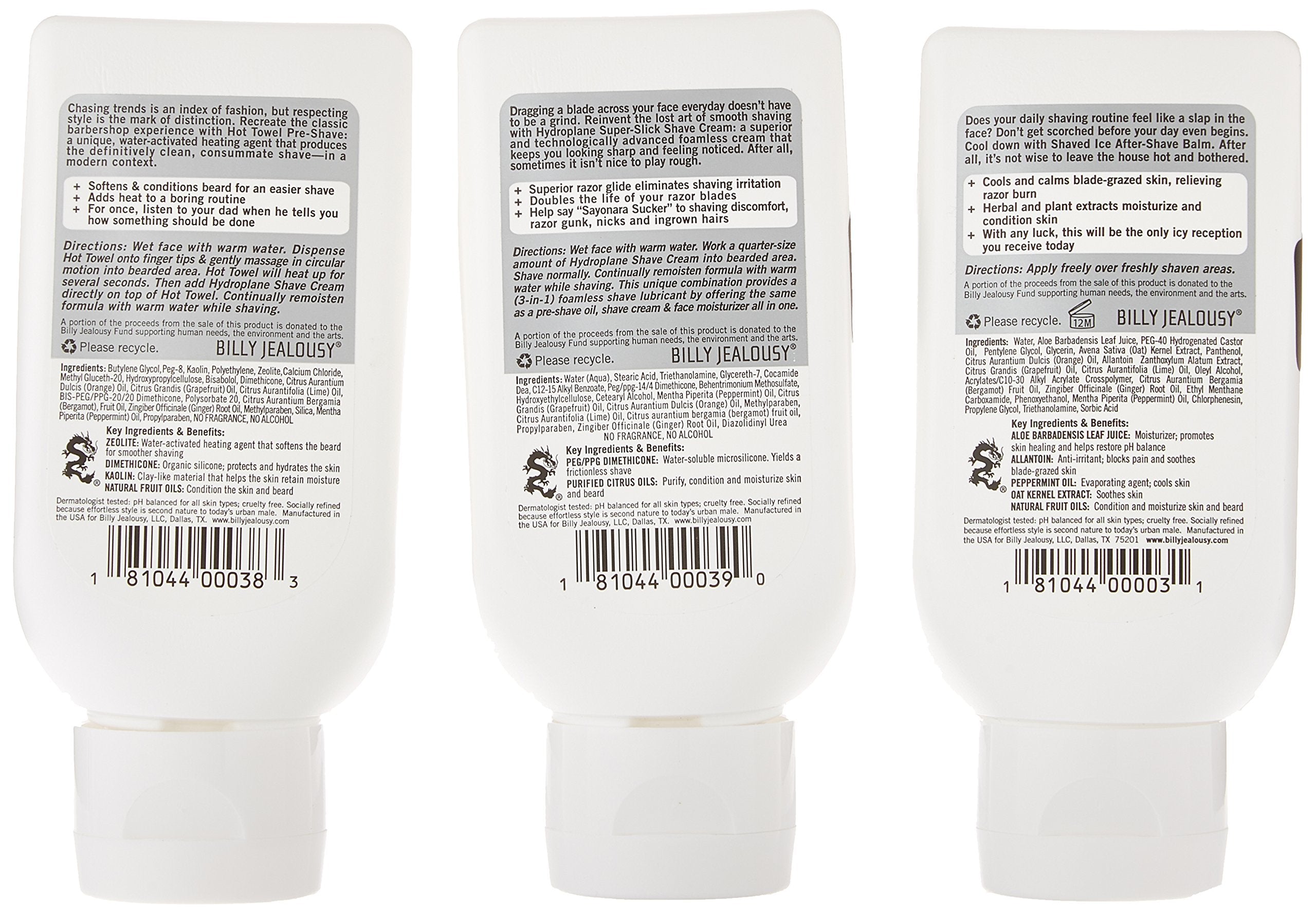 Billy Jealousy Shave3some Travel-Size Trio Shaving Kit for Men with Heating Pre-Shave, Super Slick Shave Cream and Cooling After