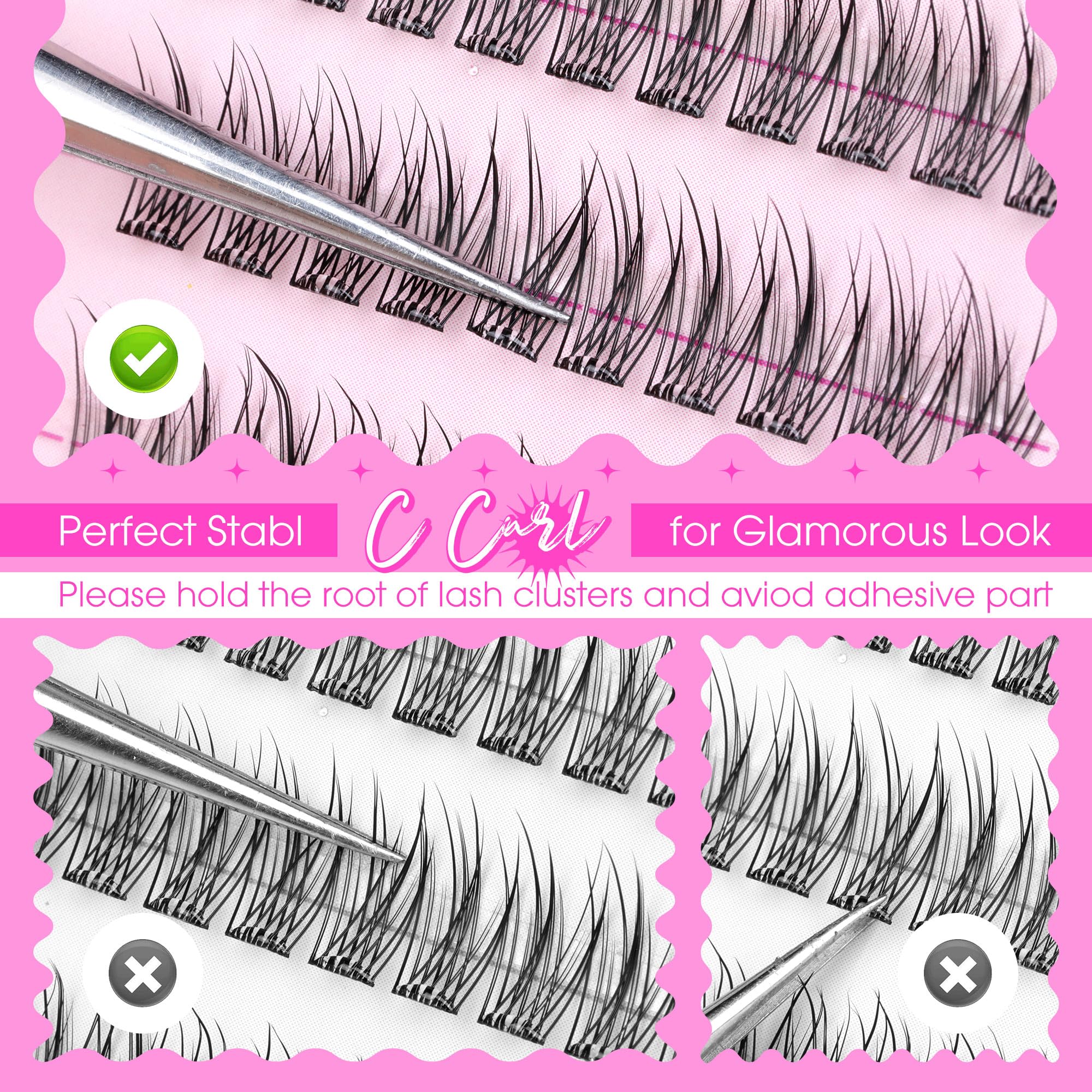 Jimire Self Adhesive Eyelashes Natural Look 9-14Mm Wispy Pre Glued Lash Clusters No Glue Needed Press On Lashes Clusters Reusabl
