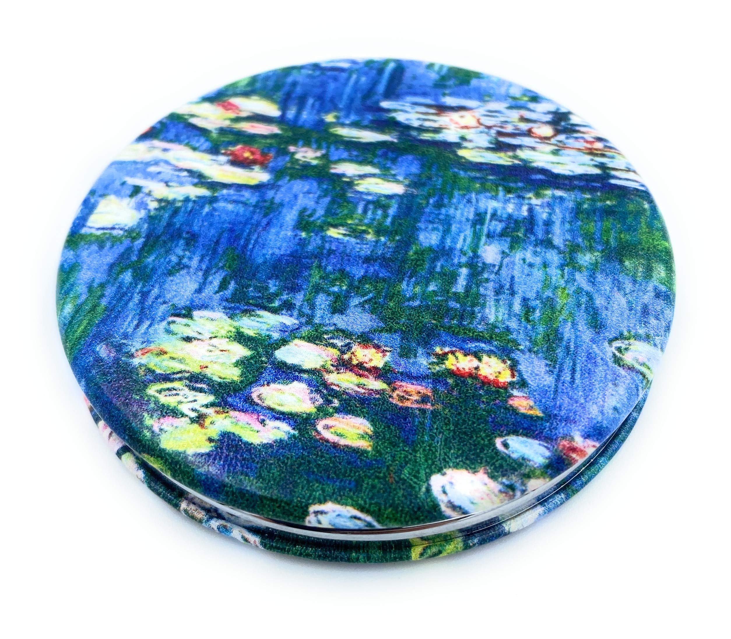 Aeisage Compact Mirror Small For Girls Handheld Mirror Folding Pu Leather Floral Mirror Compact Claude Monet Water Lilies Unique
