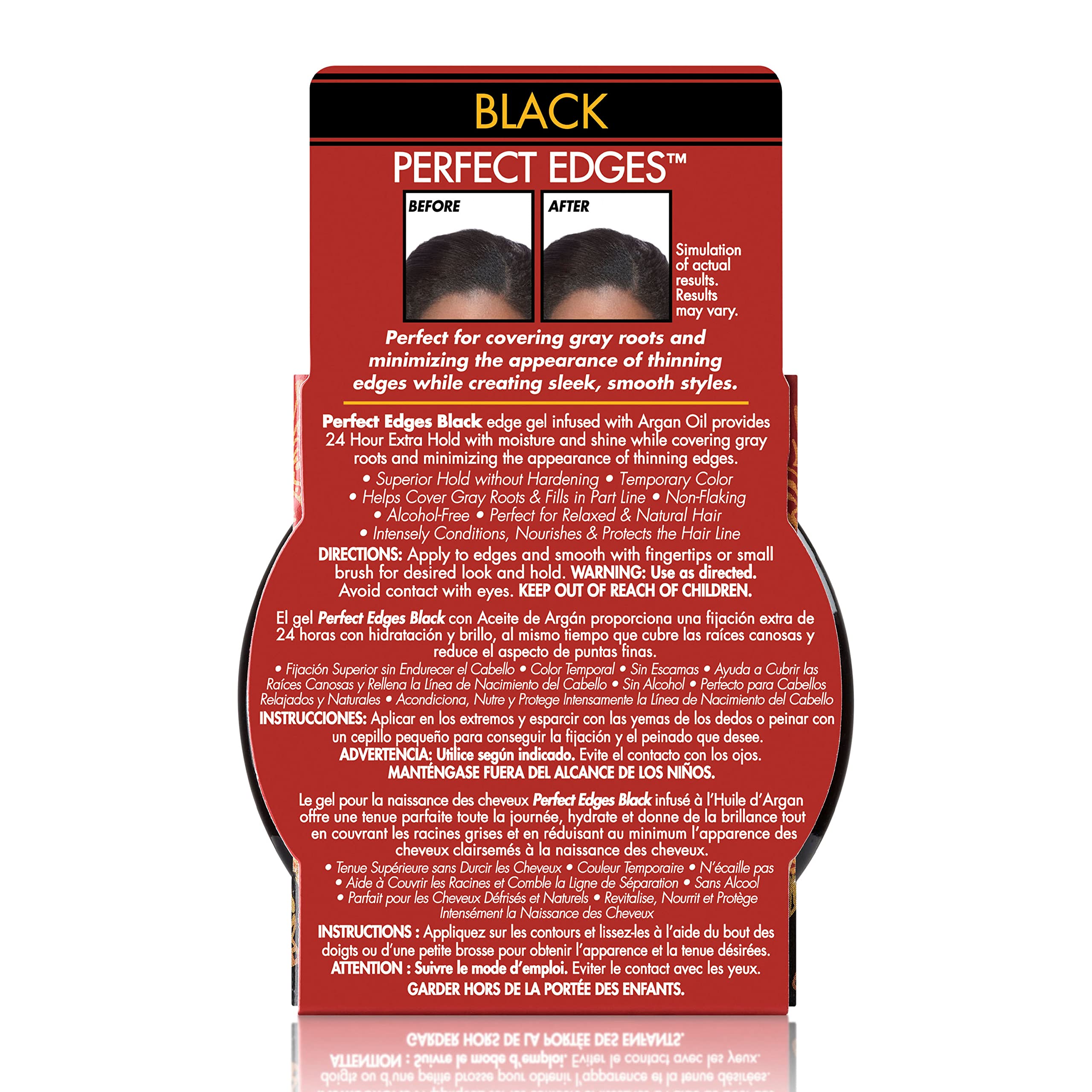 Creme Of Nature With Argan Oil From Morocco Perfect Edges Hair Gel, 24 Hour Hold With Moisture And Exotic Shine, Black, 2.25 Oz
