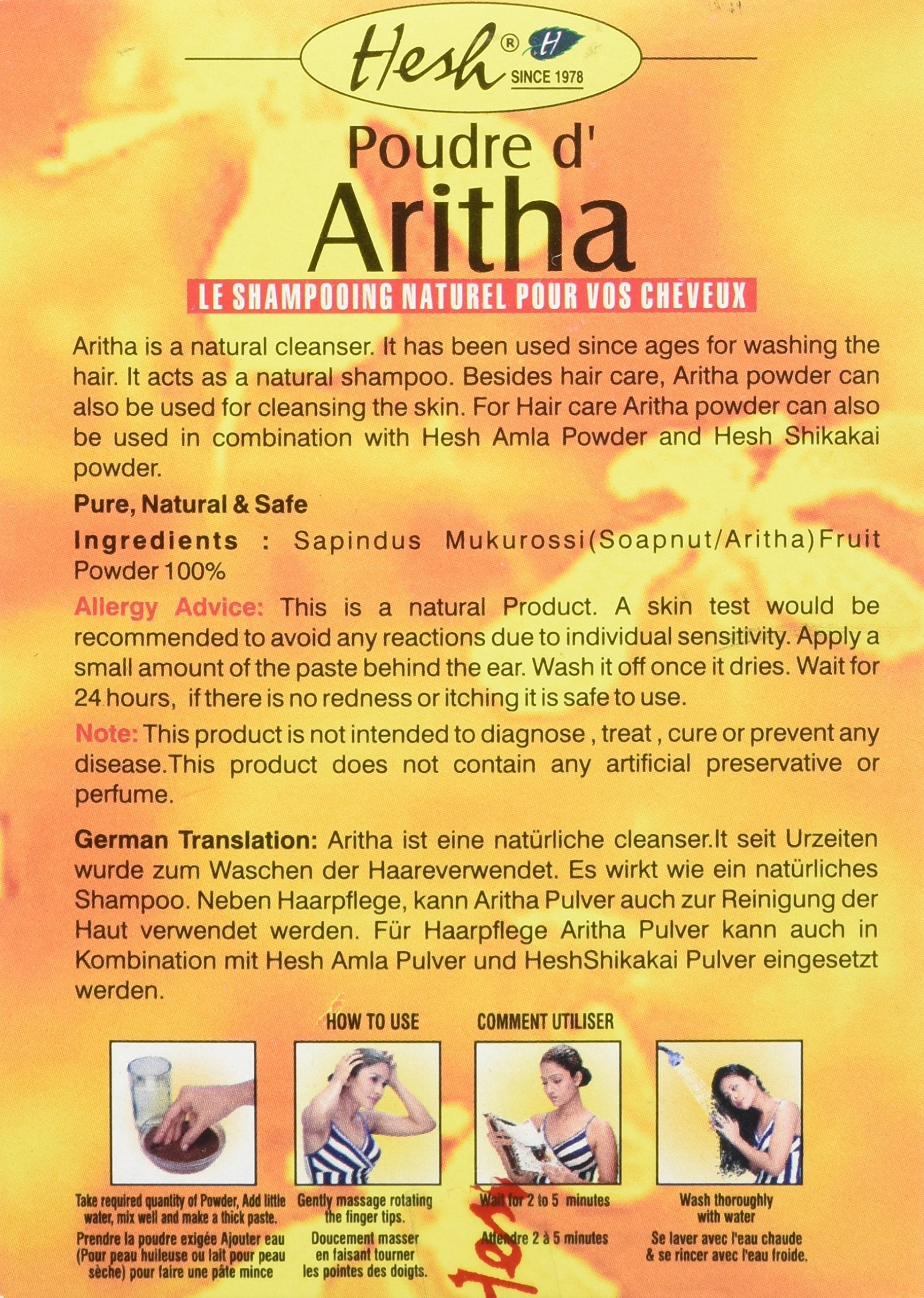 Hesh Aritha Herbal Ayurveda Powder The Natural Shampoo for Your Hair (100 g / 3.5 oz)