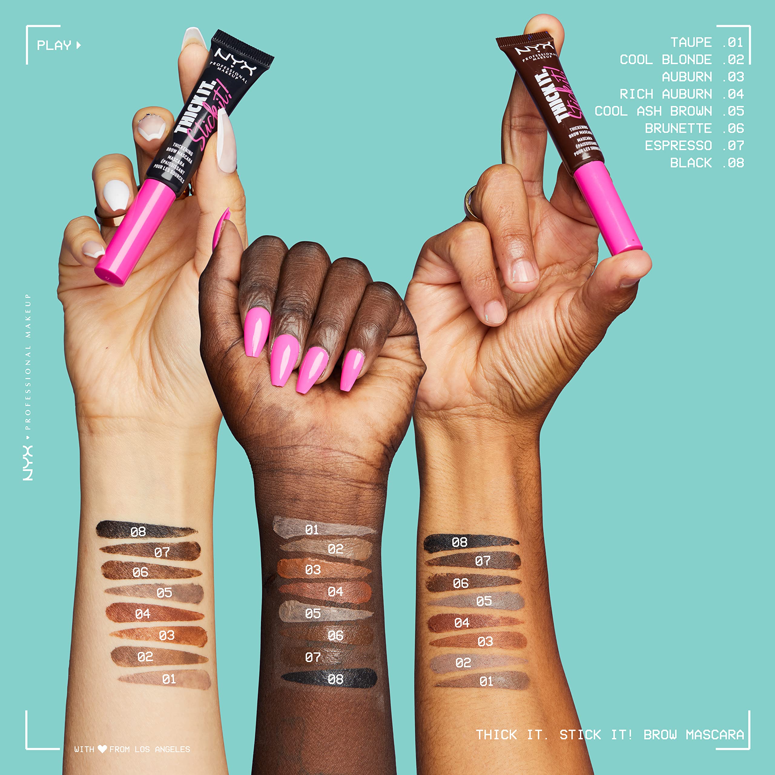 NYX PROFESSIONAL MAKEUP Thick It Stick It Thickening Brow Mascara, Eyebrow Gel - Auburn