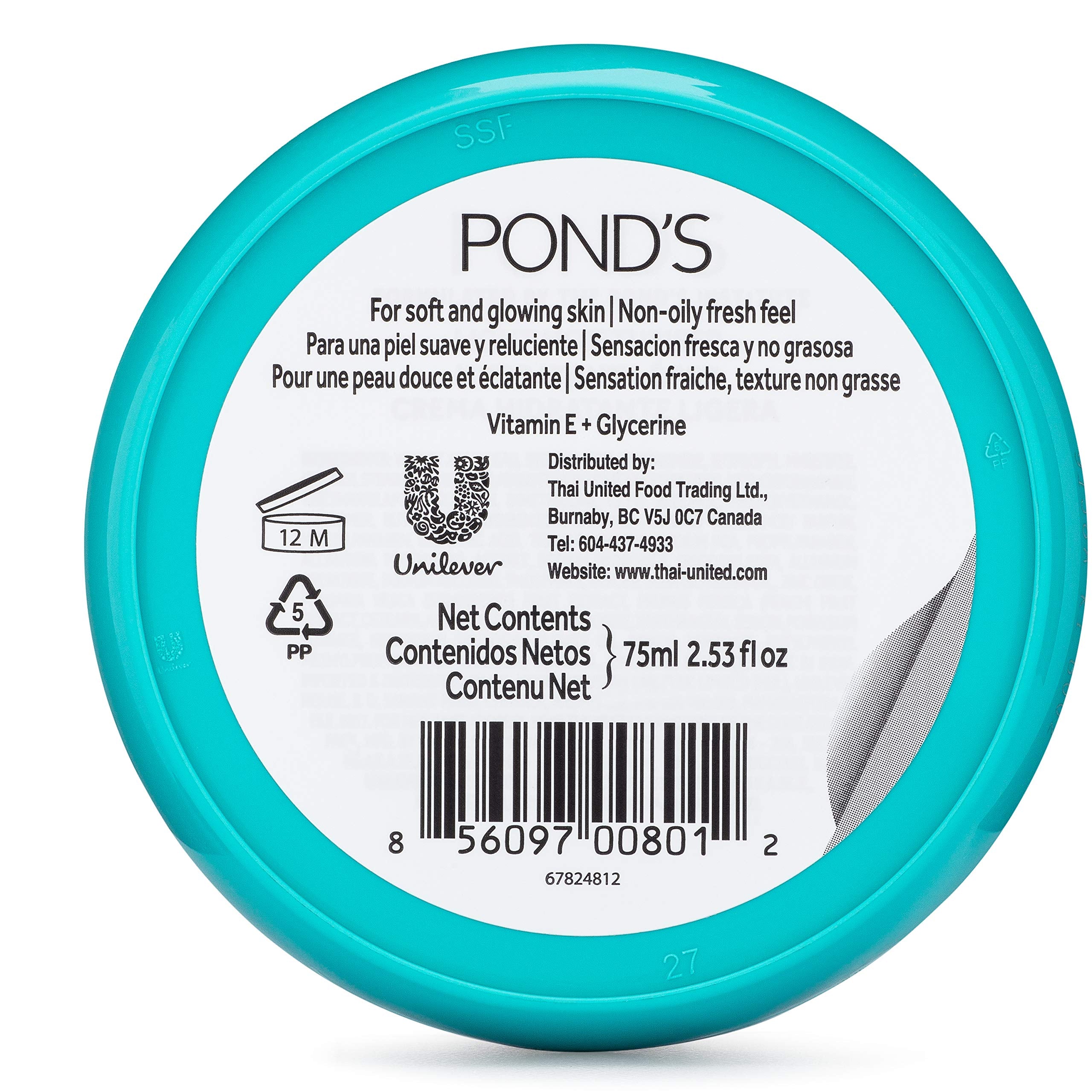 Pond'S Light Moisturizer Cream, For Soft And Glowing Skin, Vitamin E, 3-Pack Of 2.53 Fl Oz Each