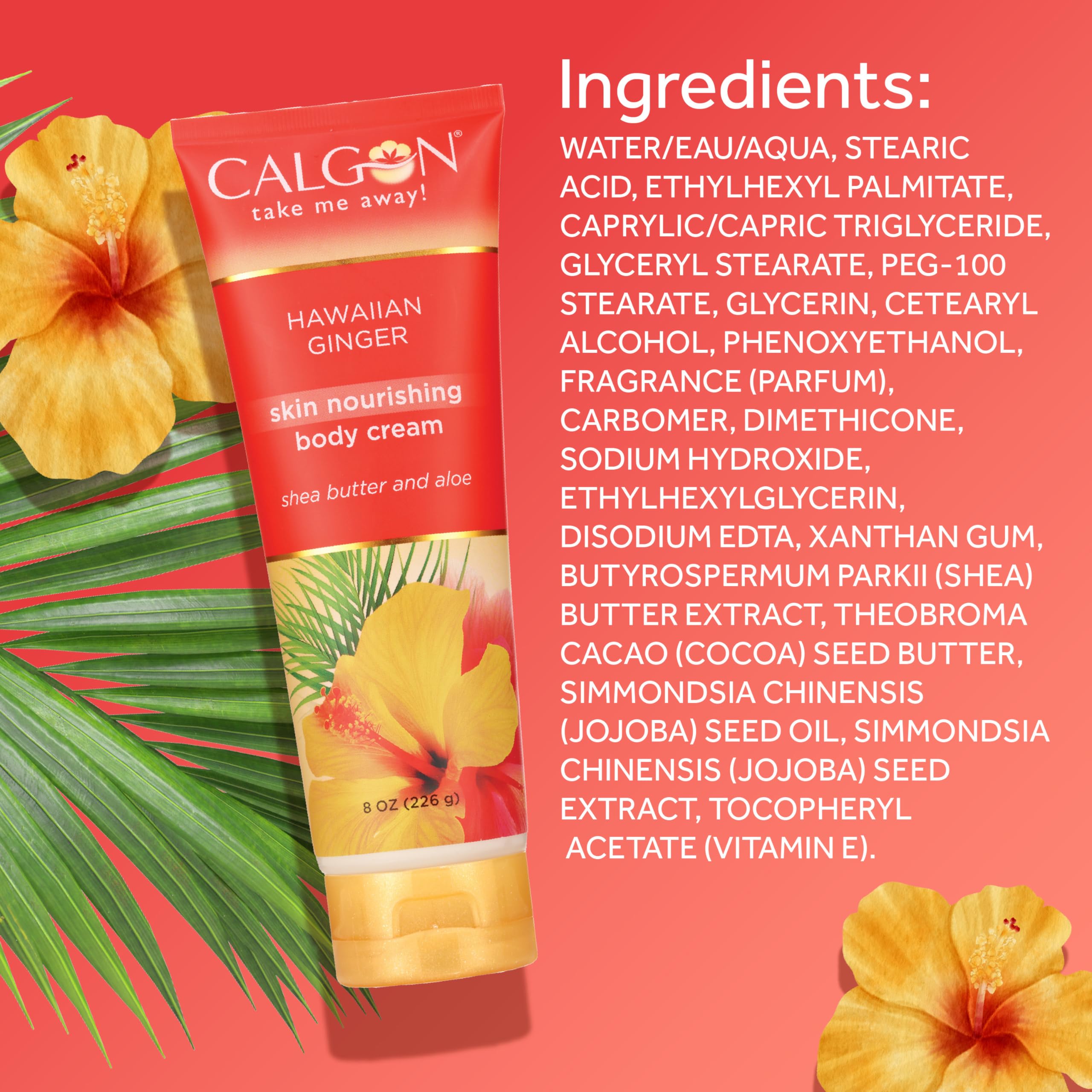 Calgon Hawaiian Ginger Skin Nourishing Body Cream For Women, 8 Ounce