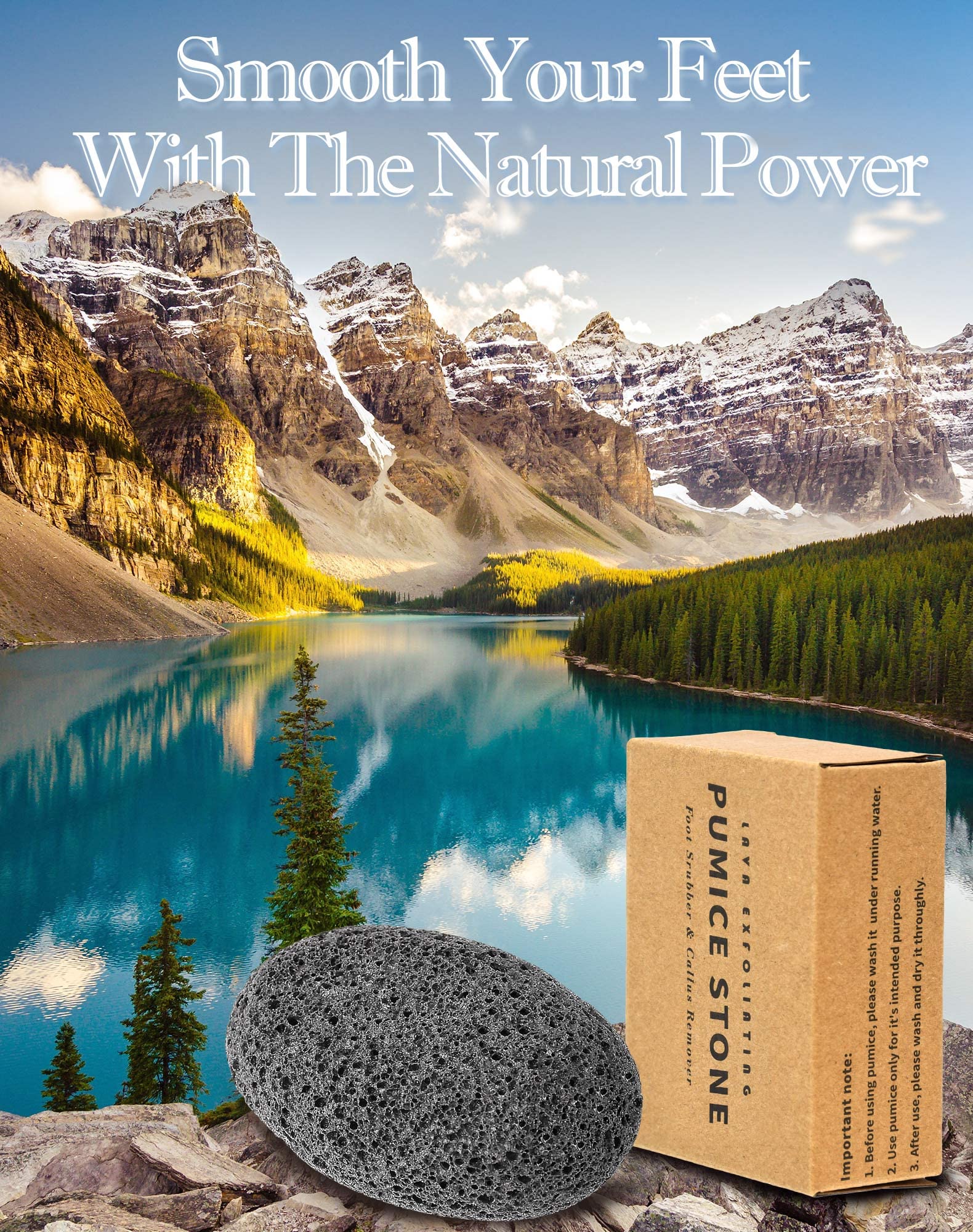 MARYTON Pumice Stone for Feet - Natural Exfoliator Scrubber, 1 Count, Black, Model MASLAVA-01, Dead Skin & Callus Remover