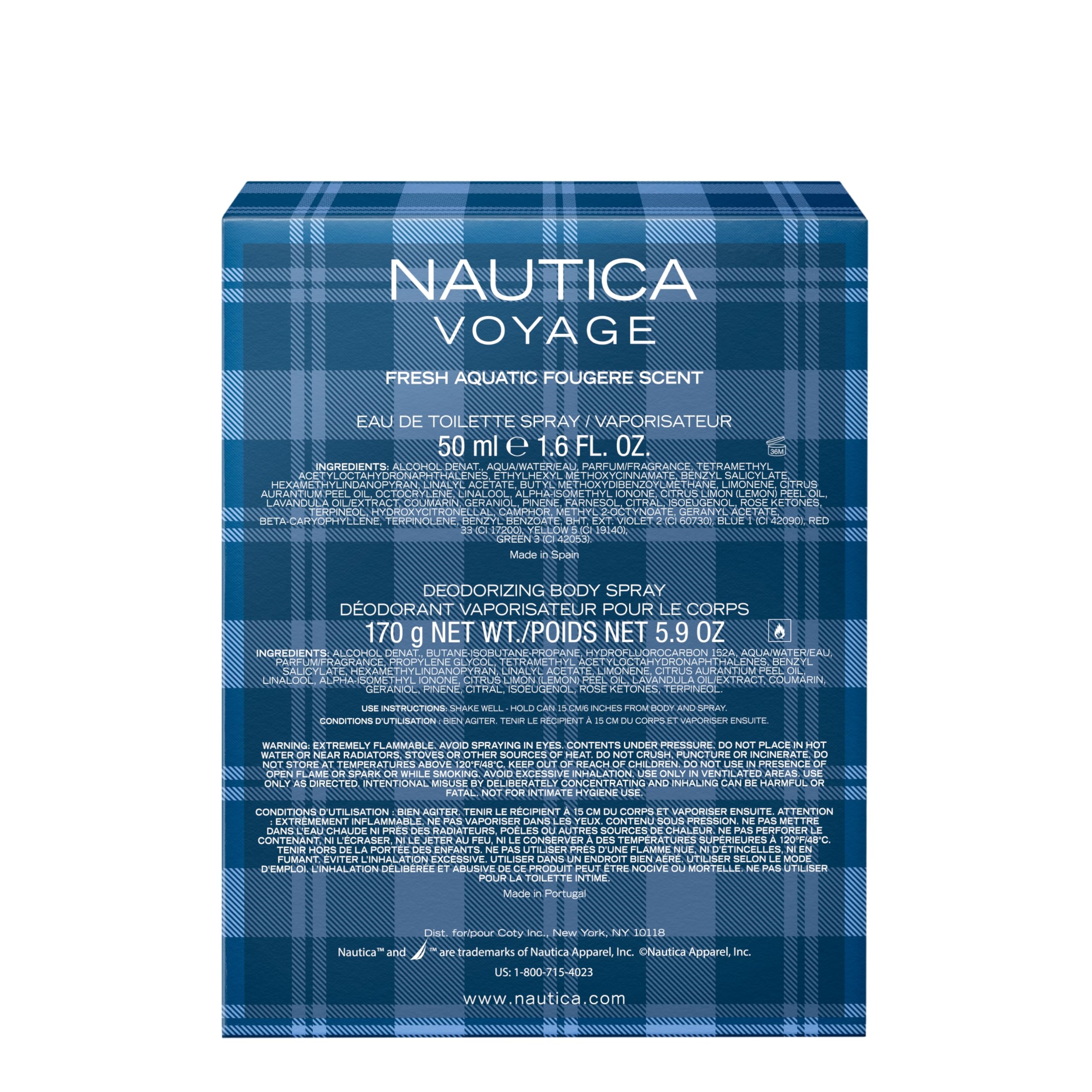 Nautica Voyage Giftset, 1.6 fl oz EDT + 6 oz Deodorizing Body Spray, Notes of Apple, Cedarwood, Mimosa, Men's Fragrance, Long La