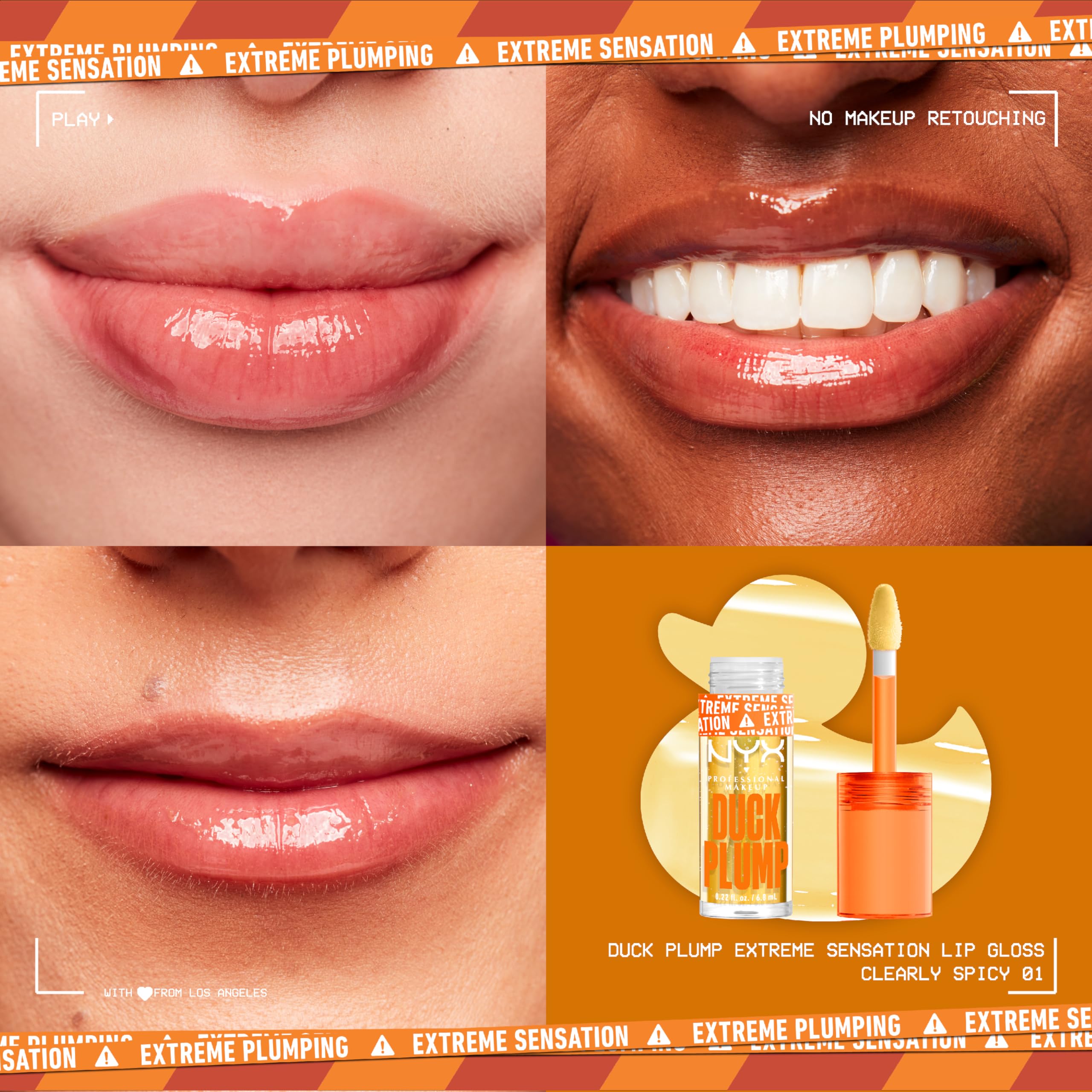 NYX PROFESSIONAL MAKEUP Duck Plump High Pigment Plumping Lip Gloss with Spicy Ginger, Vegan Lip Makeup - Clearly Spicy (Clear)
