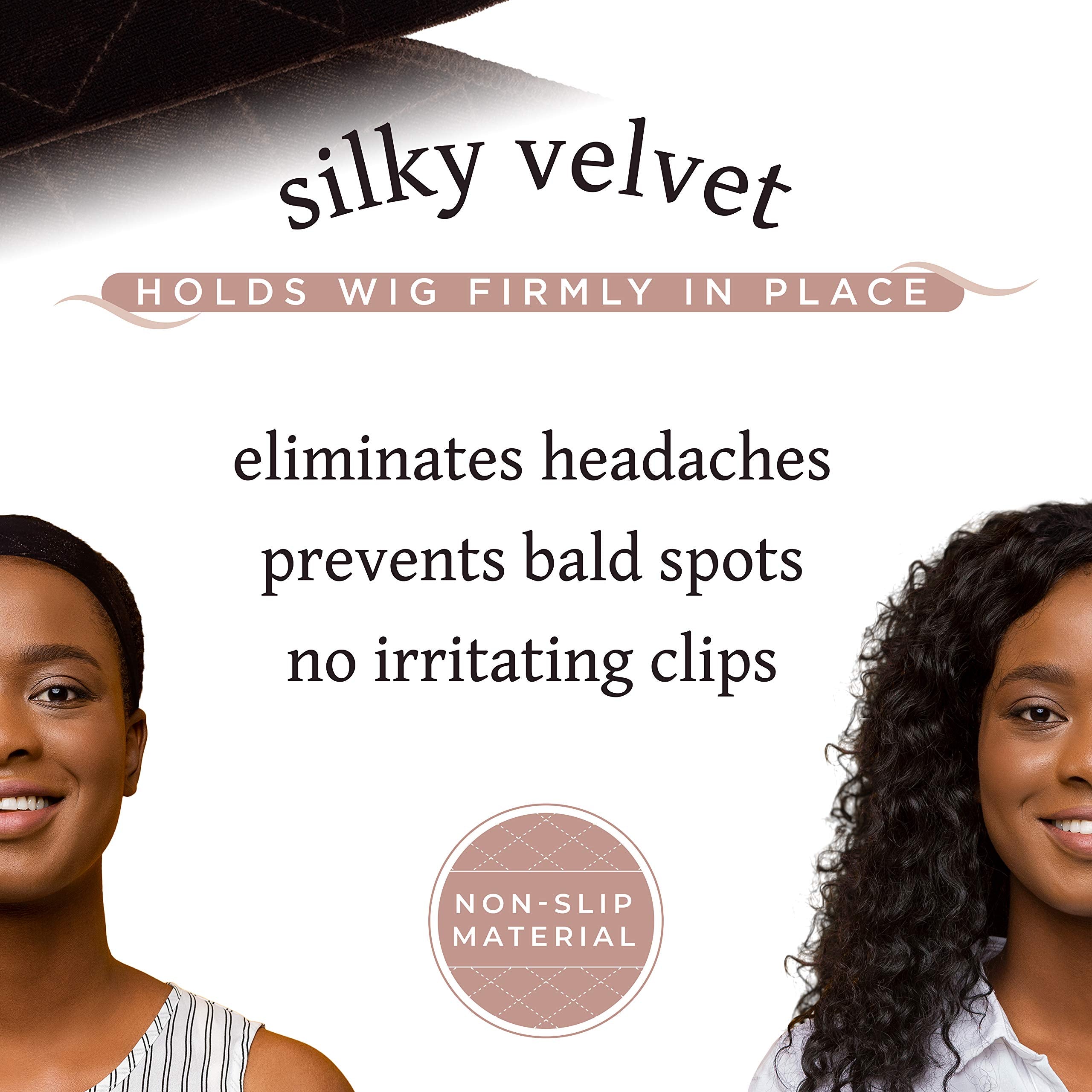 Mainbasics Wig Grip Band For Keeping Wigs In Place Adjustable Velvet Wig Headband (Brown)