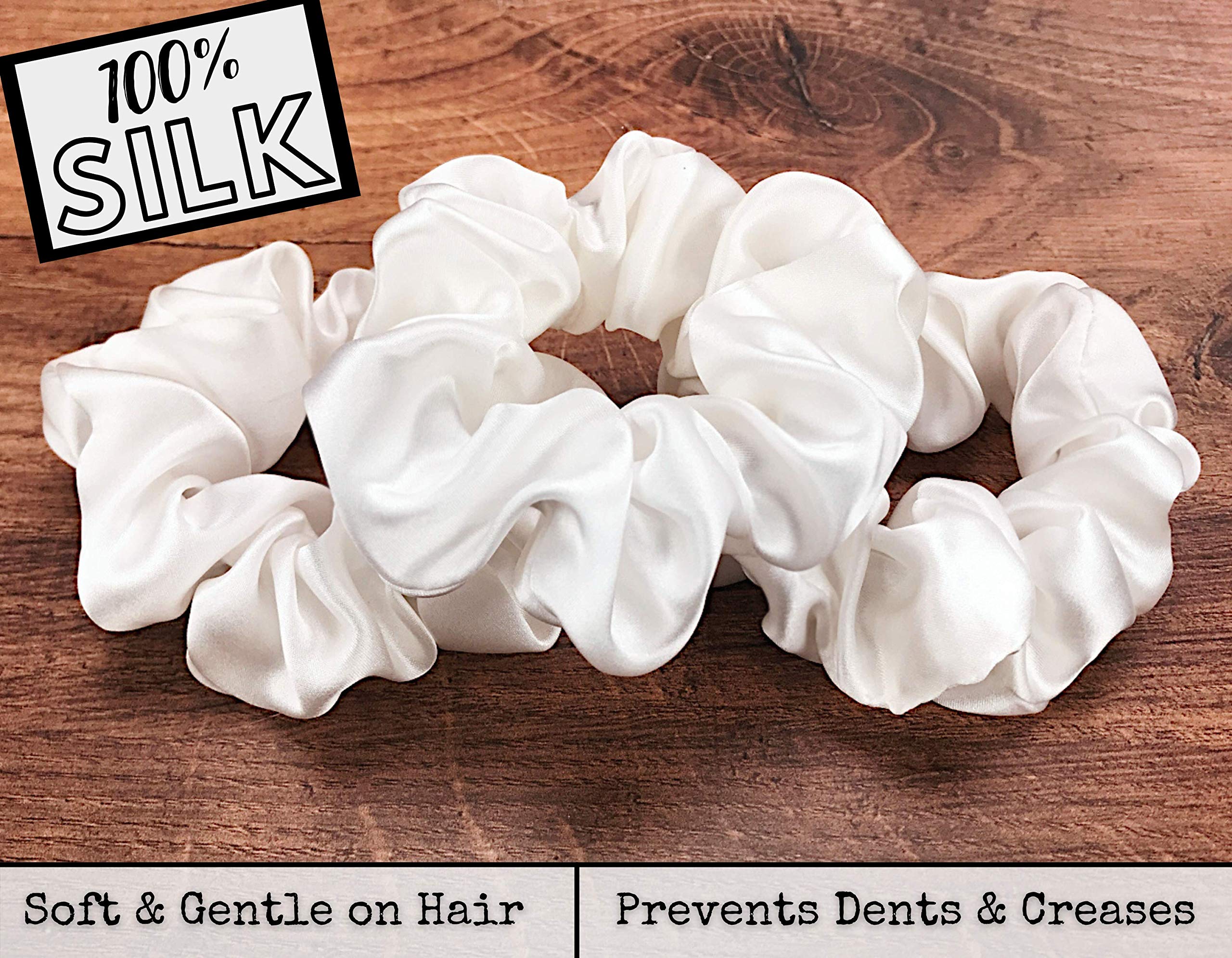 Celestial Silk Mulberry Silk Scrunchies For Hair (White)
