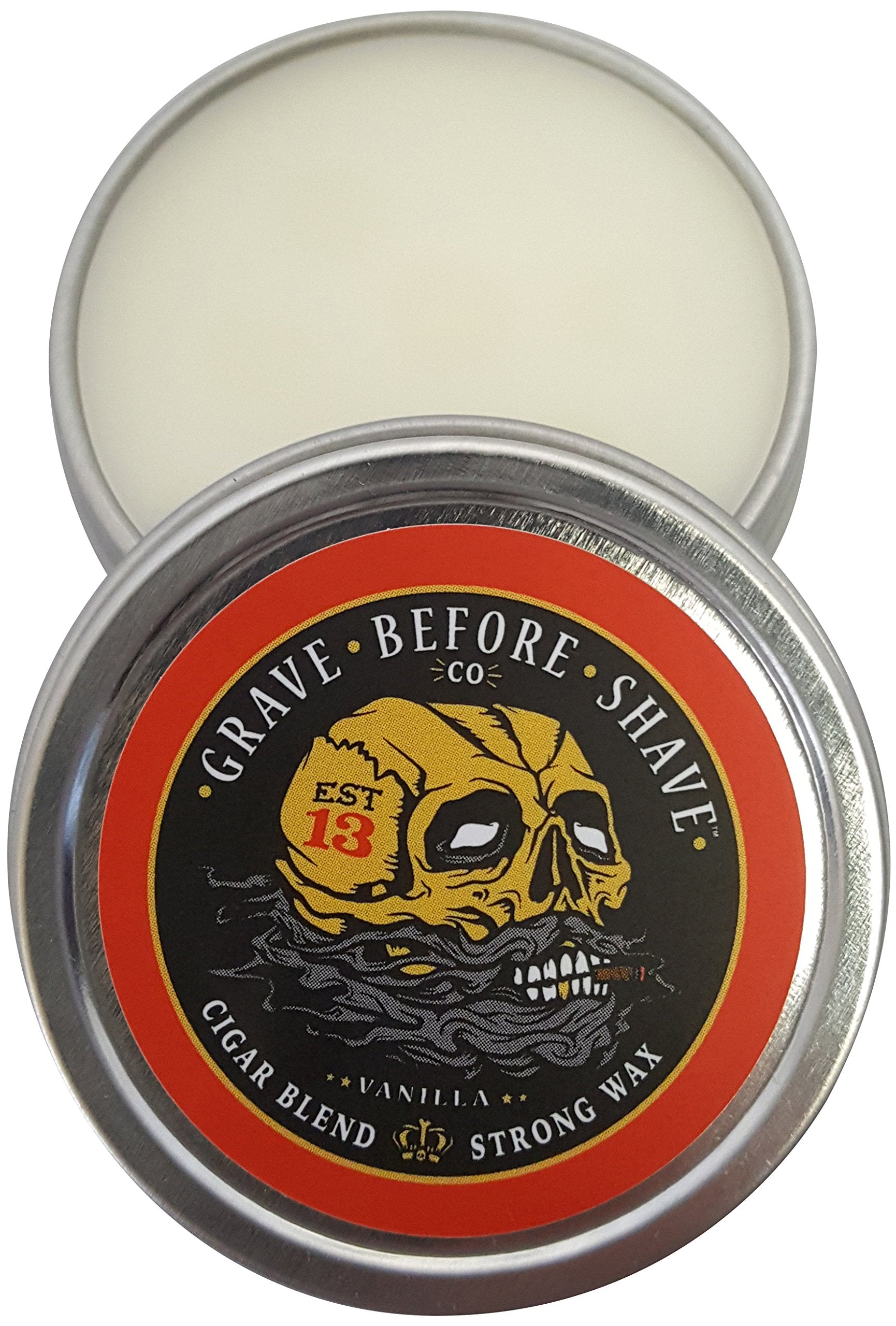 Grave Before Shave Fisticuffs Cigar Blend Strong Hold Mustache Wax 1 Oz. Tin