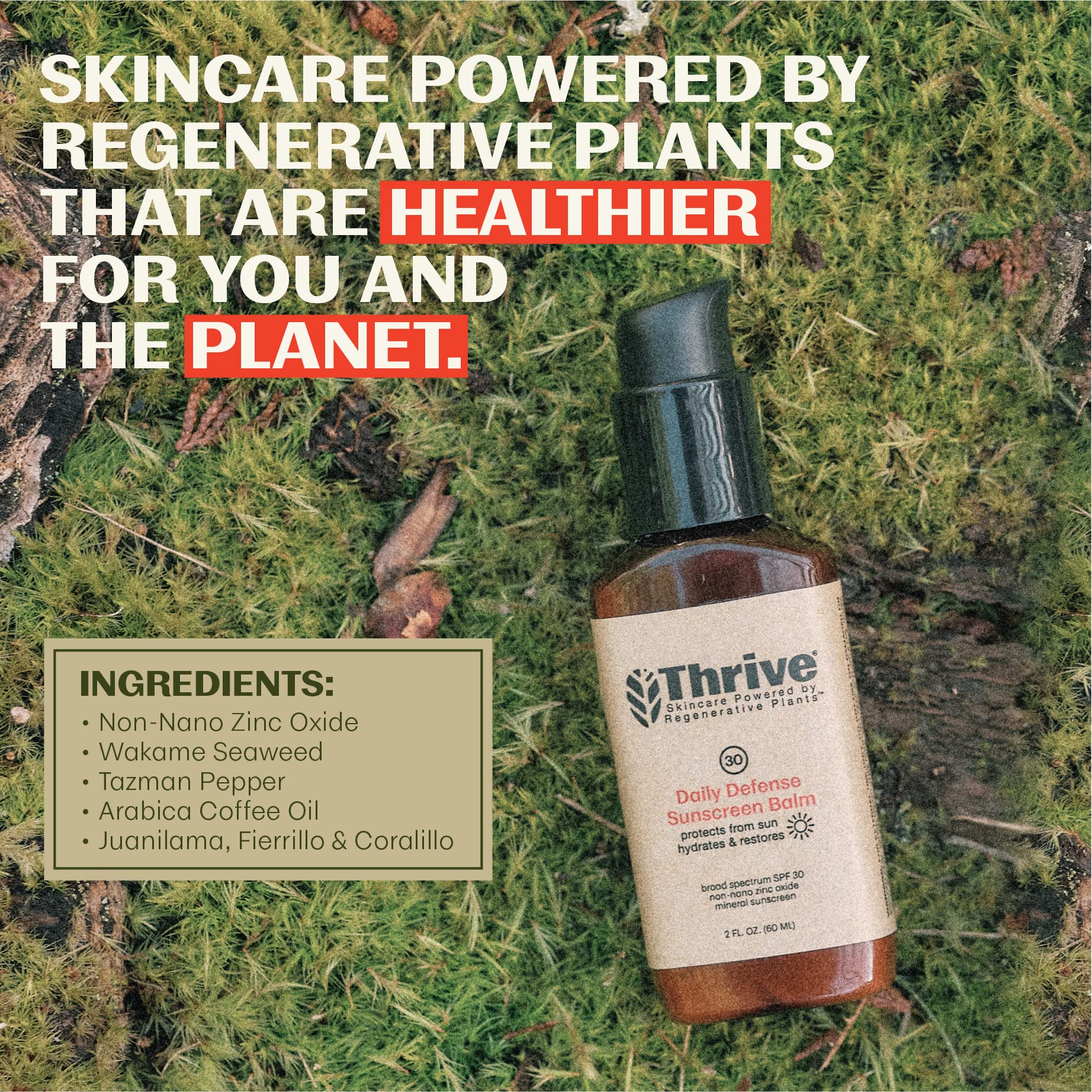 Thrive Natural Care Mineral Face Sunscreen Spf 30 - Daily Sunscreen For Face, No White Cast, Non-Nano Zinc Oxide - Lightweight M