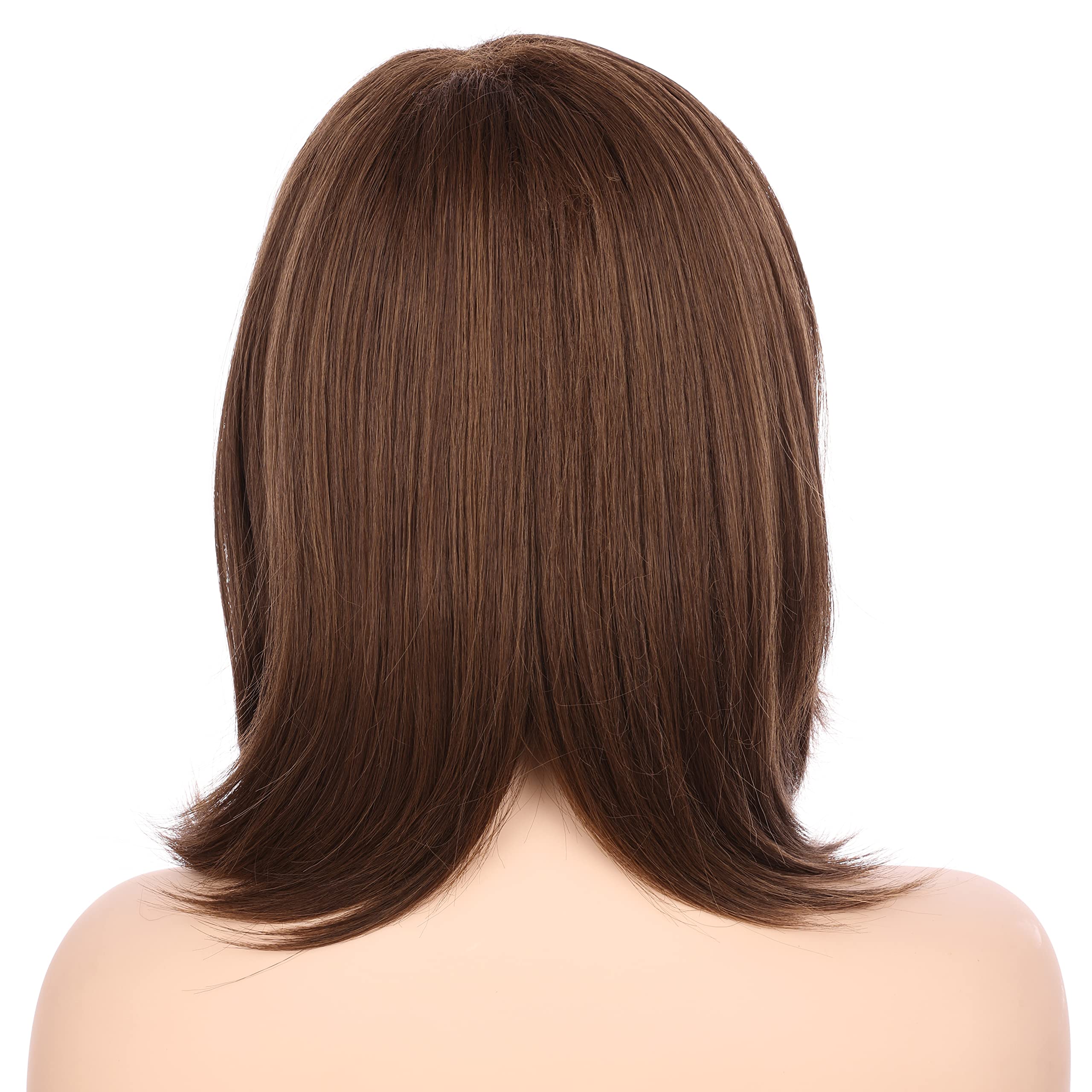 Onedor 11'' Short Straight Middle Part Synthetic Heat Resistant Bob Wigs, Full Head Hair Wigs For Women, Girls (Rl6/8)