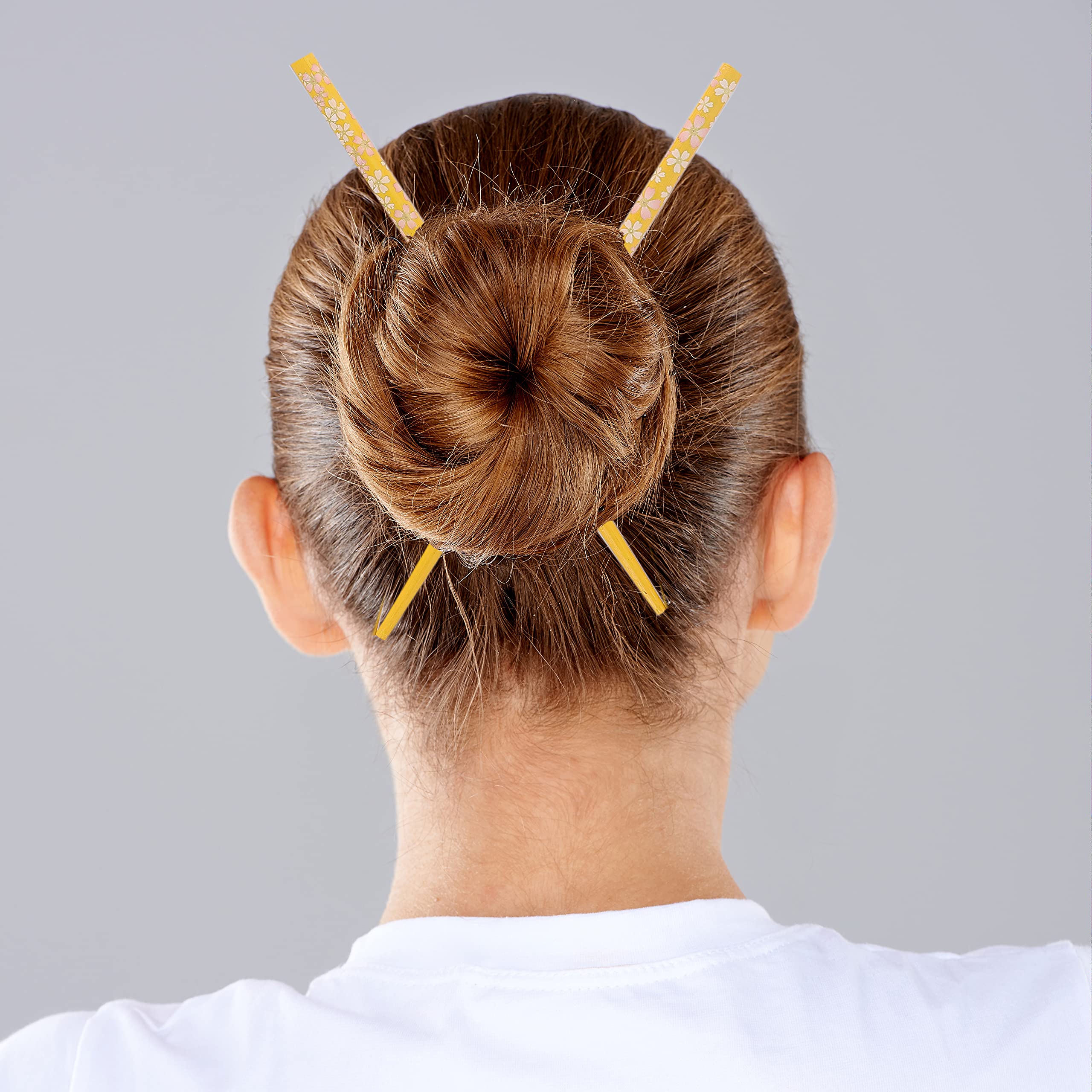 Floral Hair Sticks Chopsticks - Pack of 2-Yellow