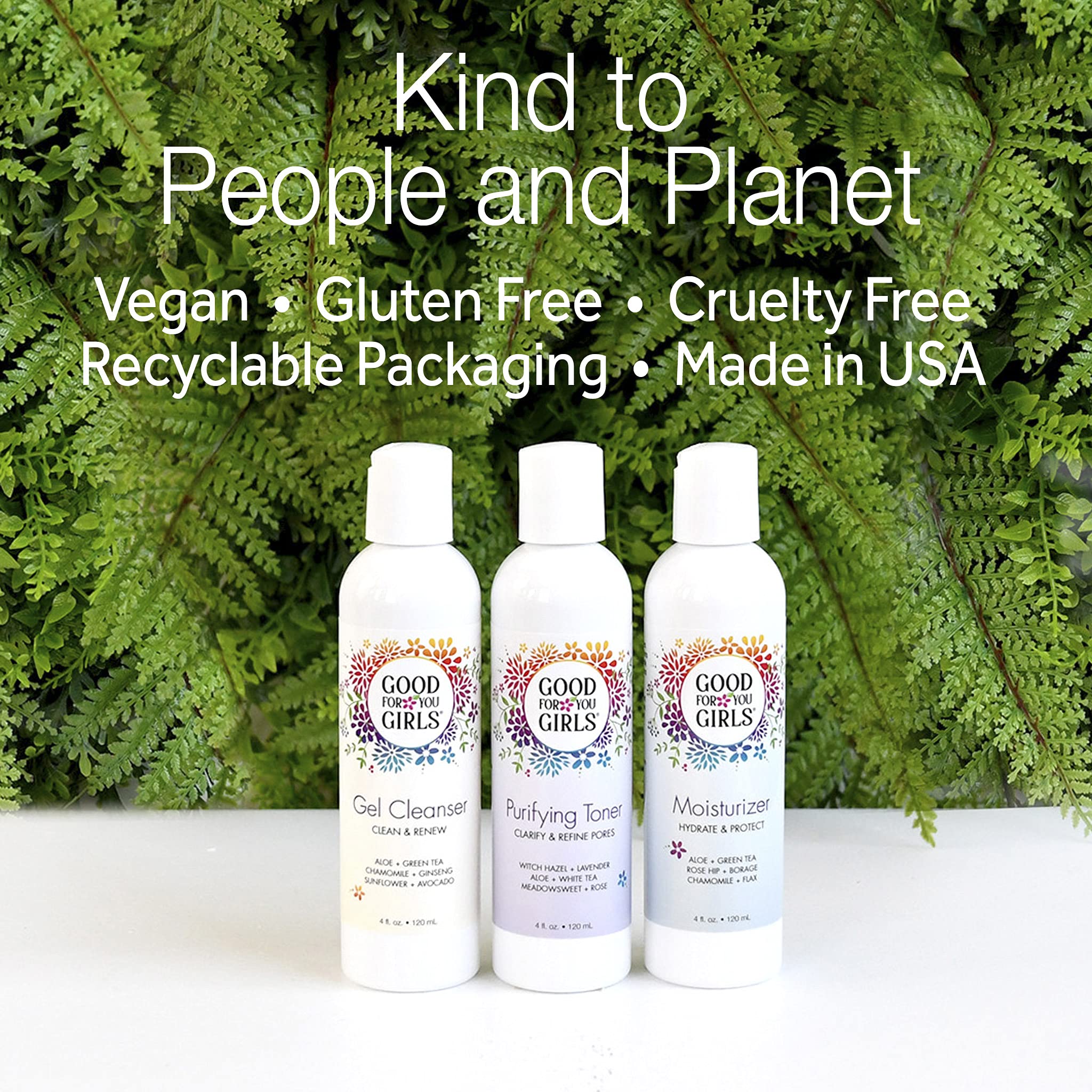 Good For You Girls Three-Step Skincare Gift Set - Cleanser, Toner & Moisturizer For Girls To Teens, Safe, Natural, Plant-Based I