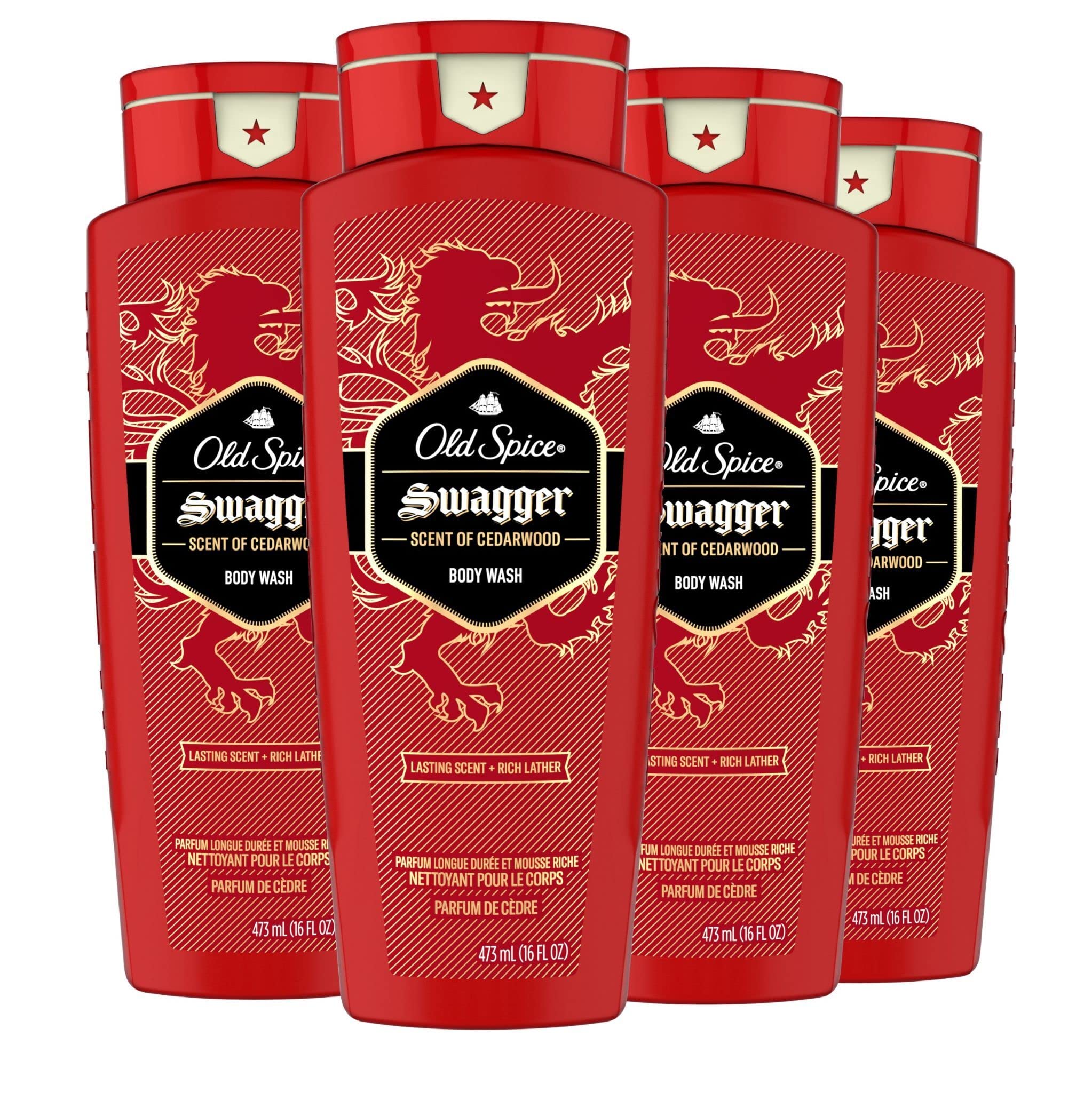 Old Spice Men 'S Body Wash Swagger Scent, 24/7 Shower Freshness, 16 Fl Oz (Pack Of 4)