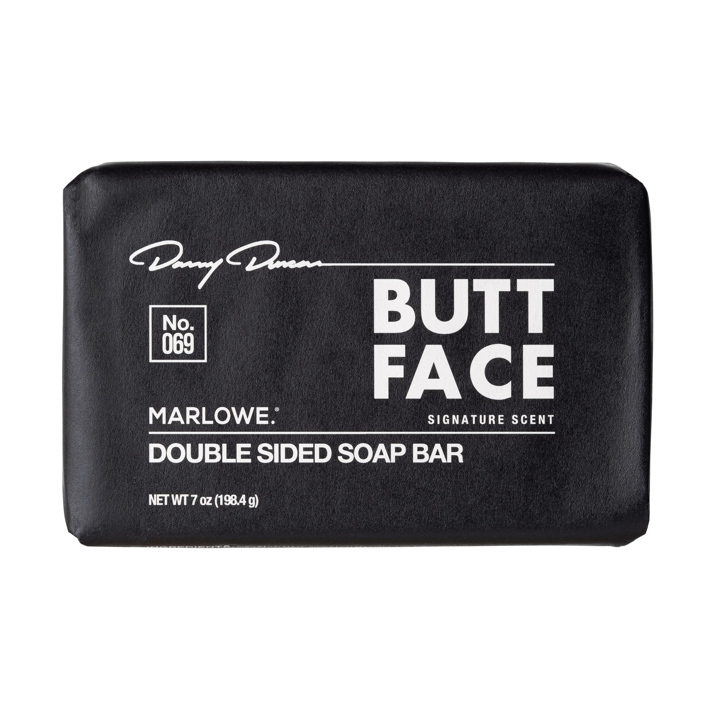 MARLOWE. x Danny Duncan No. 069 Butt Face Mens Soap, 7 Oz, Double Sided Moisturizing & Body Exfoliator Bar Soap with Pumice & Ap