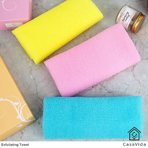 Exfoliating Washcloth Japanese Beauty Washcloth - African Net Sponge Nylon Bath Korean Loofah Towel Puff Large Wash Cloth Body S