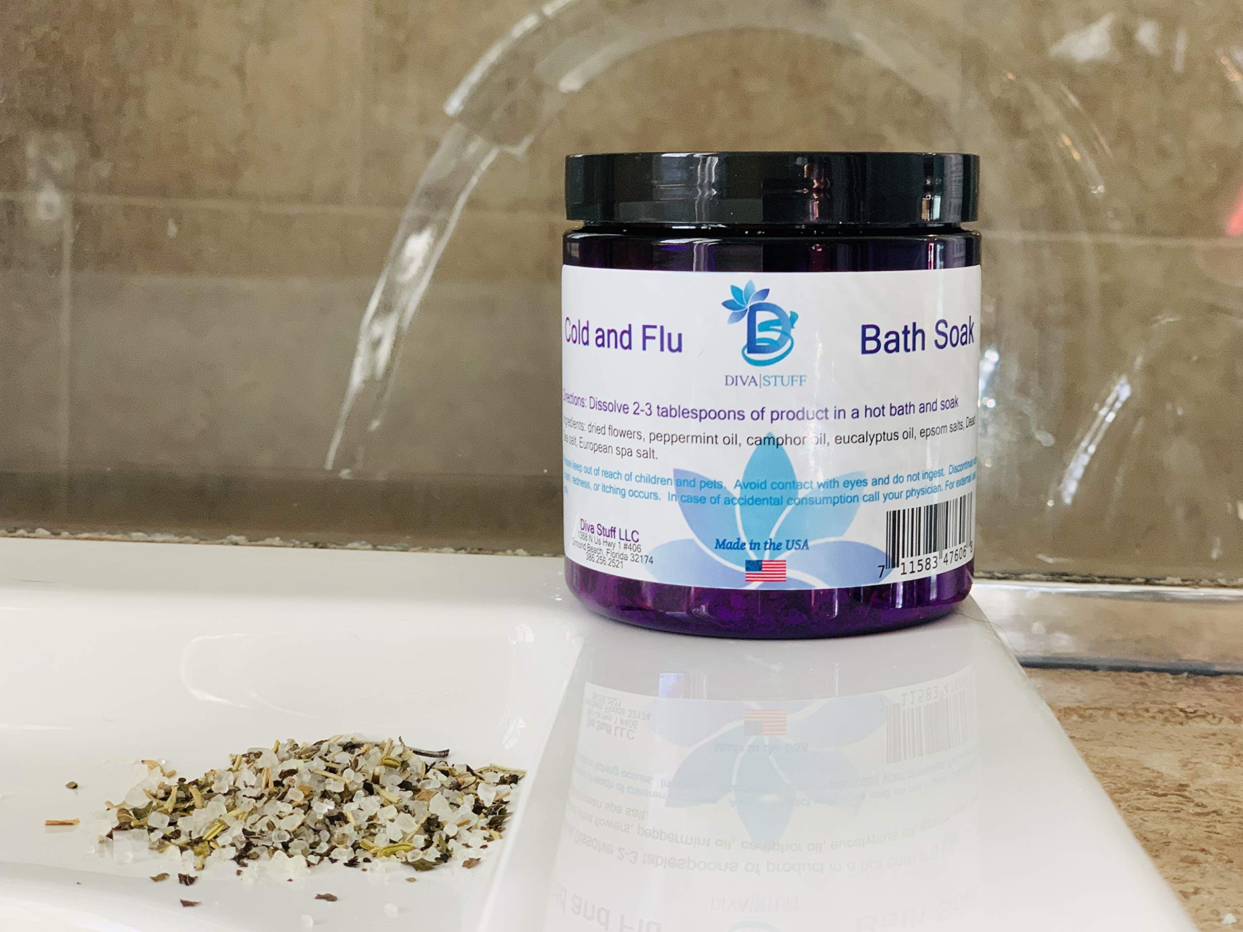 Cold And Flu Season Bath Tea Soak With Epsom Salts, Dried Flowers And Essential Oils