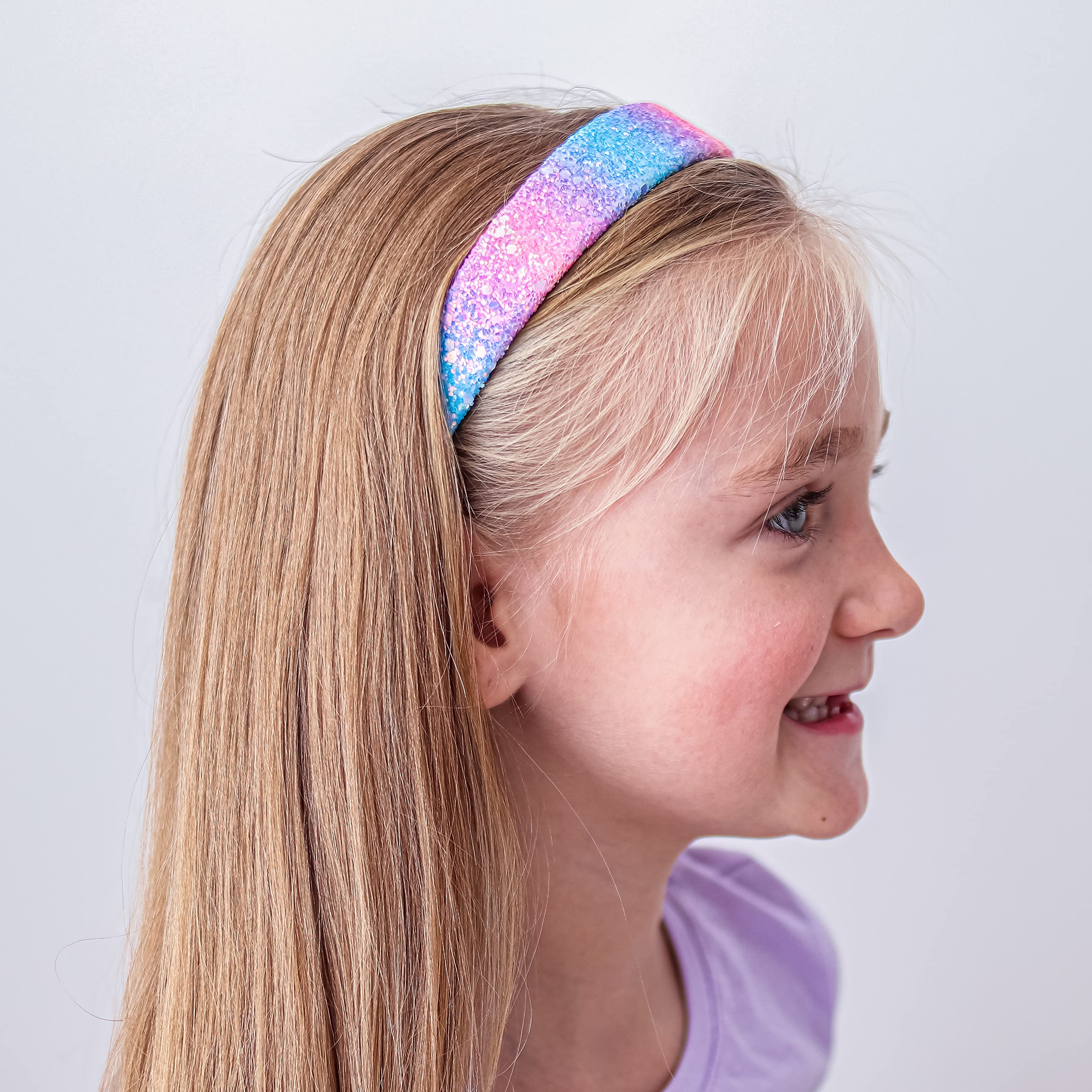 Frog Sac Glitter Headbands For Girls, Rainbow Hair Bands For Little Girl Hair Accessories, Sparkly Wide Headband For Kids, Cute