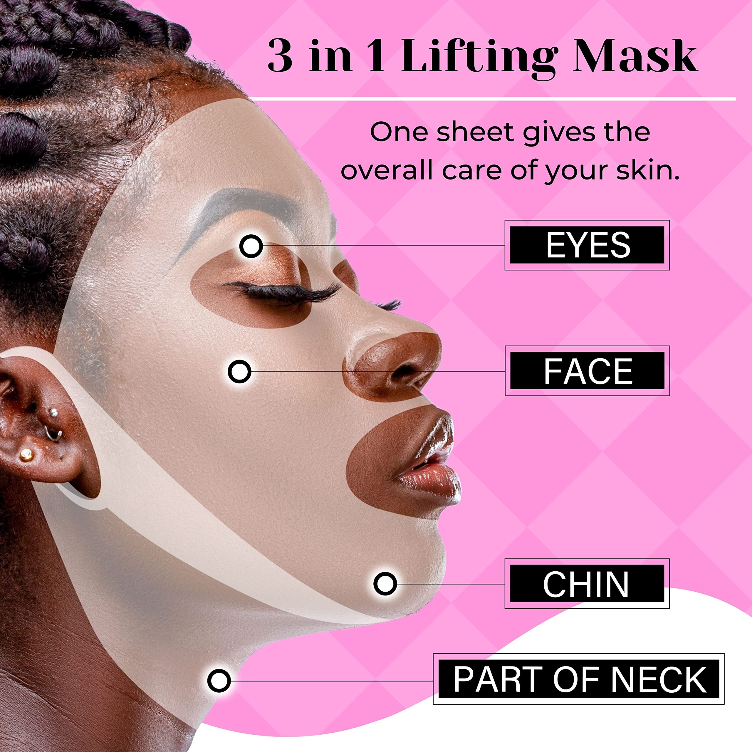 Lindream Skin Sheet Masks For Face Chin Neck All In One - Moisturizing Facial Mask Skincare Set For Women And Men - Beauty Spa A