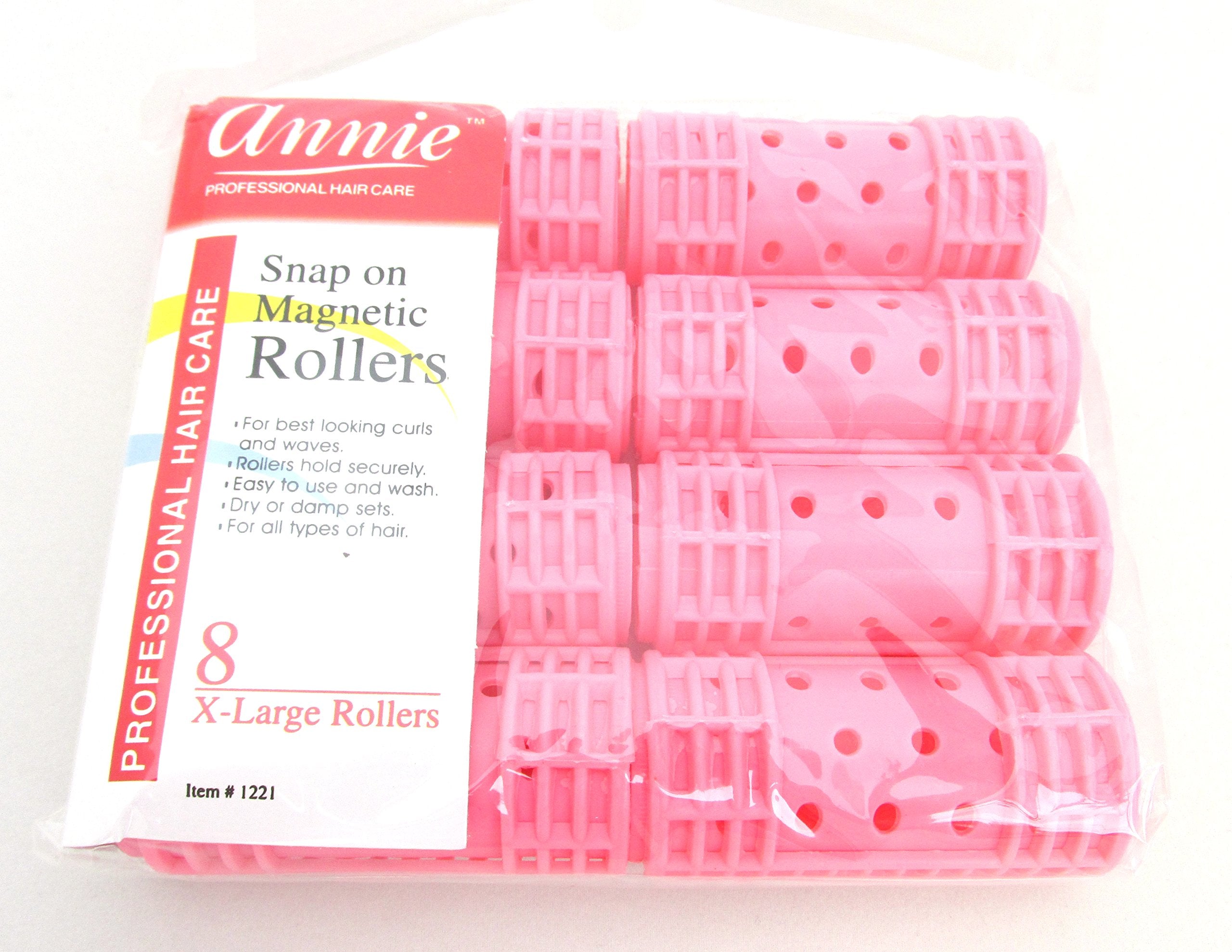 Annie Snap On Magnetic Rollers 1 1/8 '' Pink 8 Pack