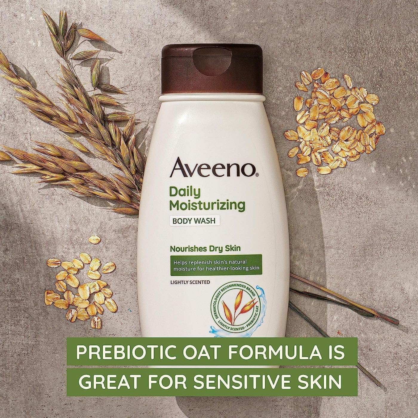 Aveeno Daily Moisturizing Body Wash, Body Wash For Dry Skin With Soothing Oat, Creamy Shower Cleanser, Gentle, Soap-Free And Dye