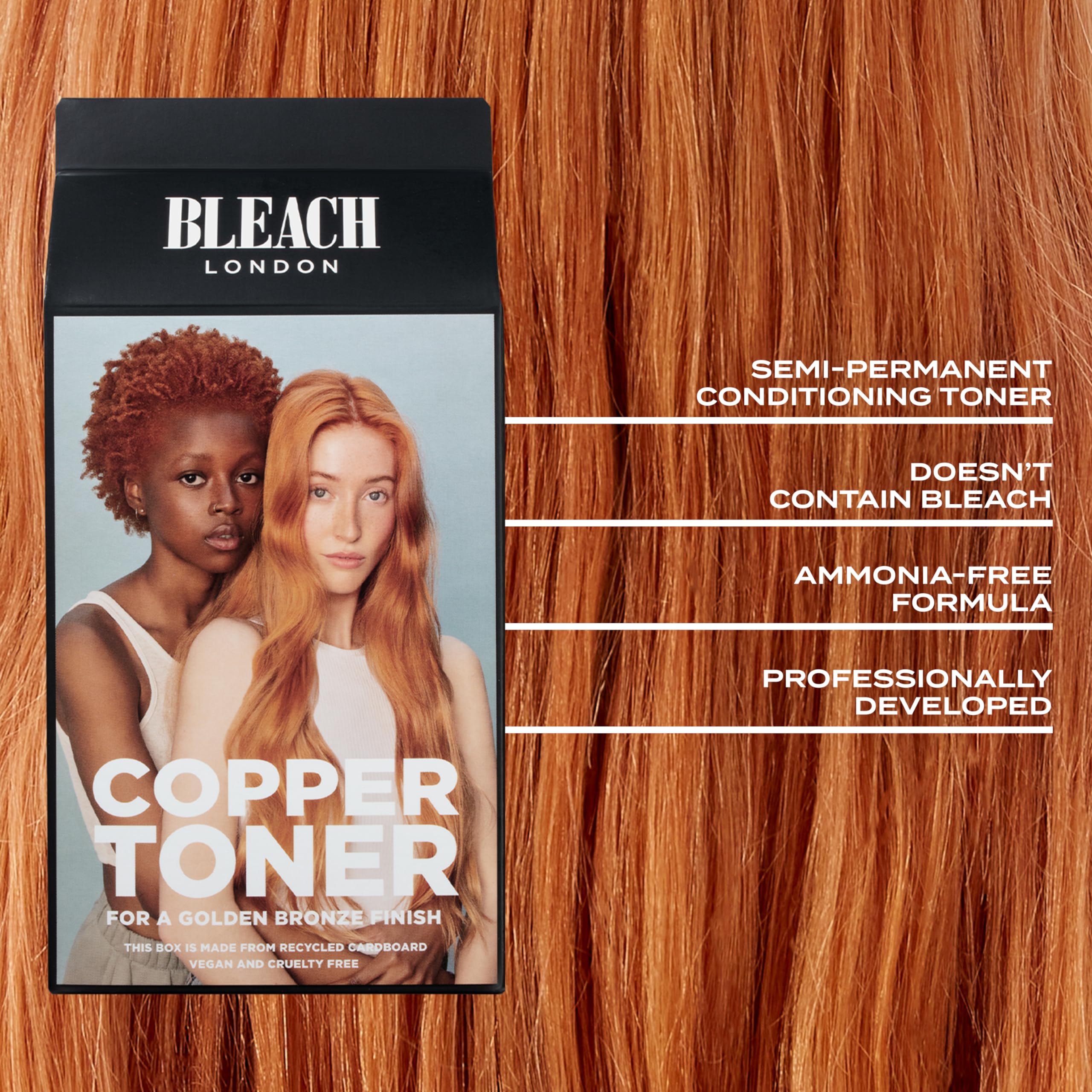 Bleach London Copper Toner Kit - Ammonia-Free Toning for Soft Ginger Finish - Ideal for Light to Medium Blonde Hair - with Smoot