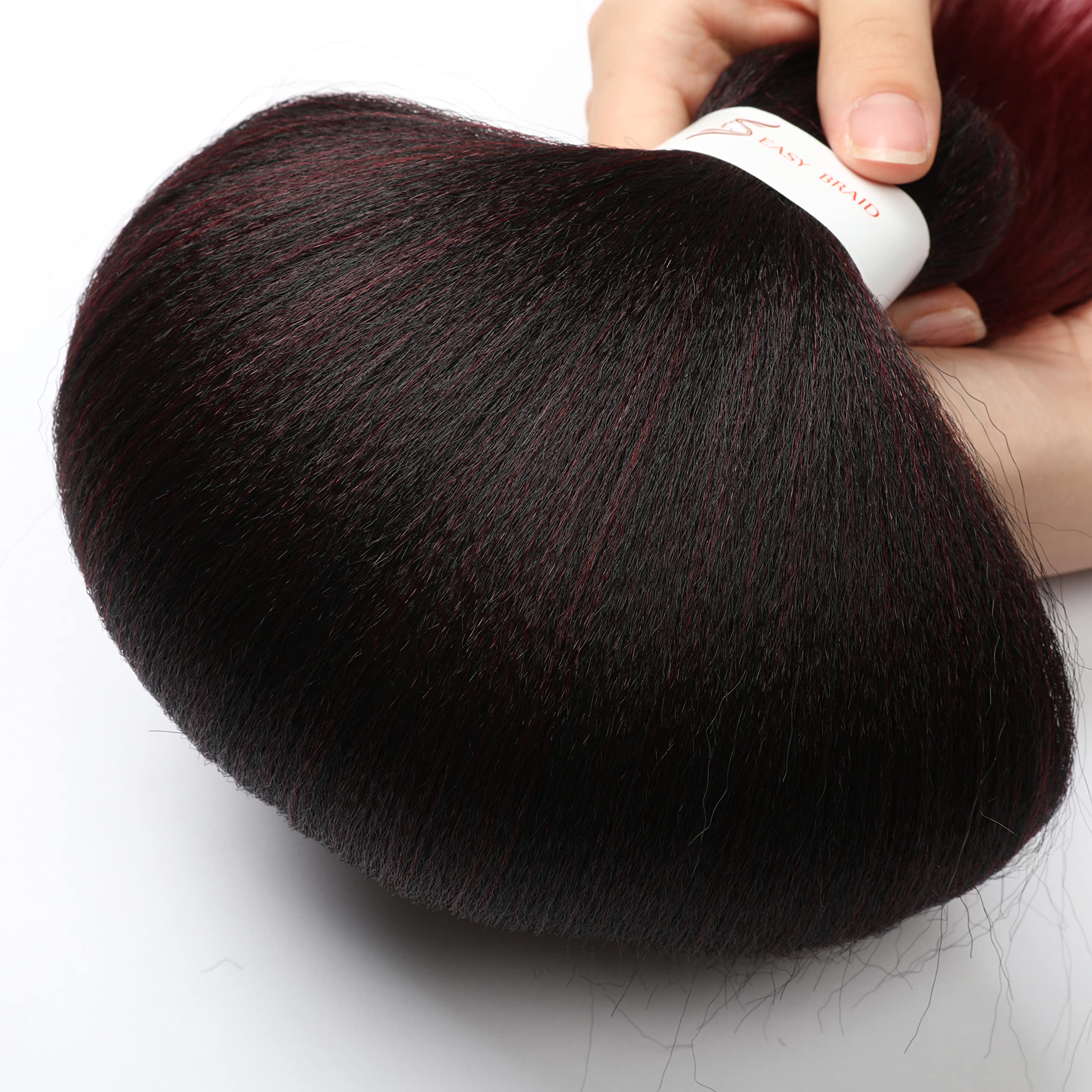 Pre-Stretched Braiding Hair Extension Ombre Black To Burgundy Professional Crochet Braiding Hair 26 Inch 8 Packs Hot Water Setti