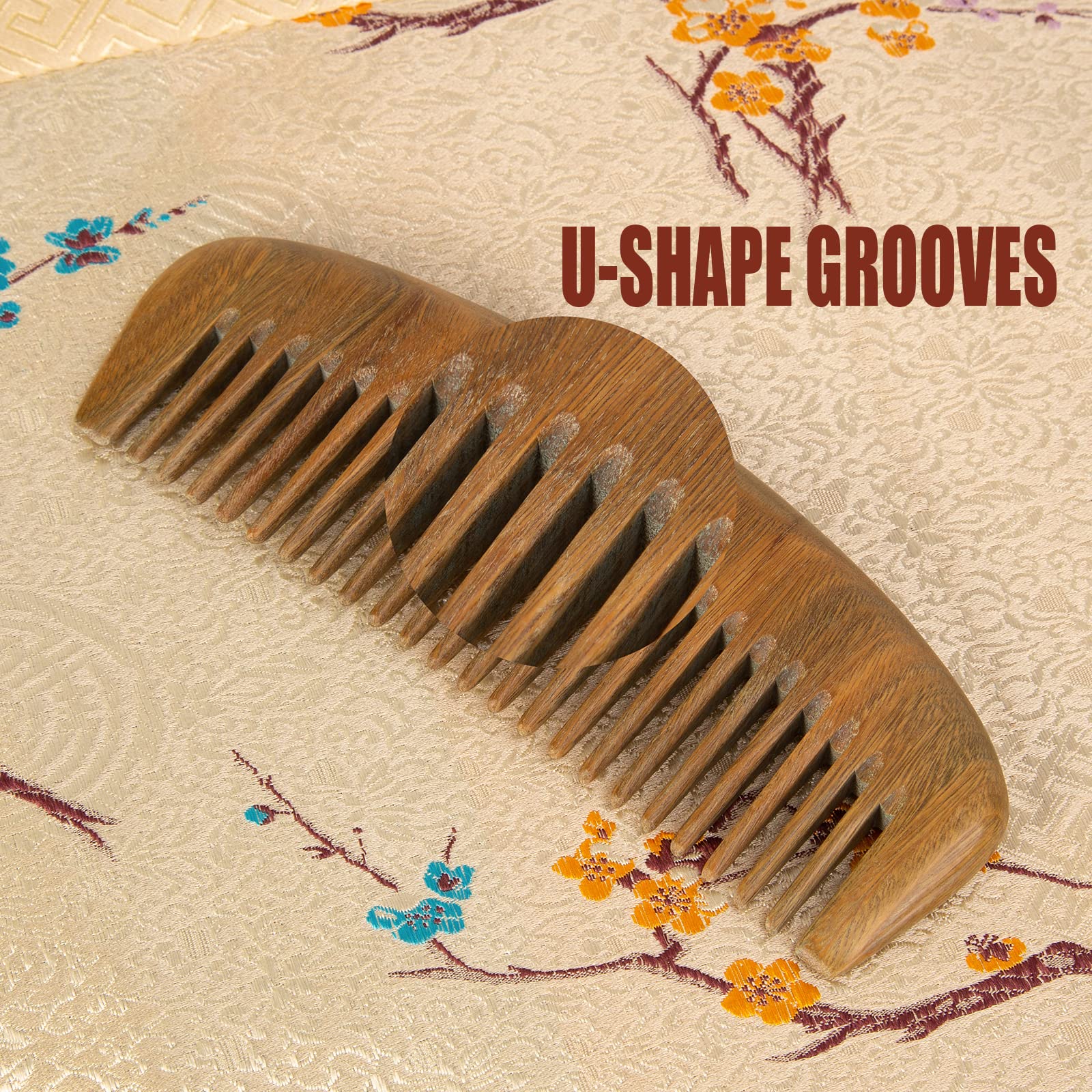 Moreinday Wooden Comb For Women Hair Growth, Wide Tooth For Women, Fine Tooth For Men Beard, Labor Comb 2 Pack- Sandalwood