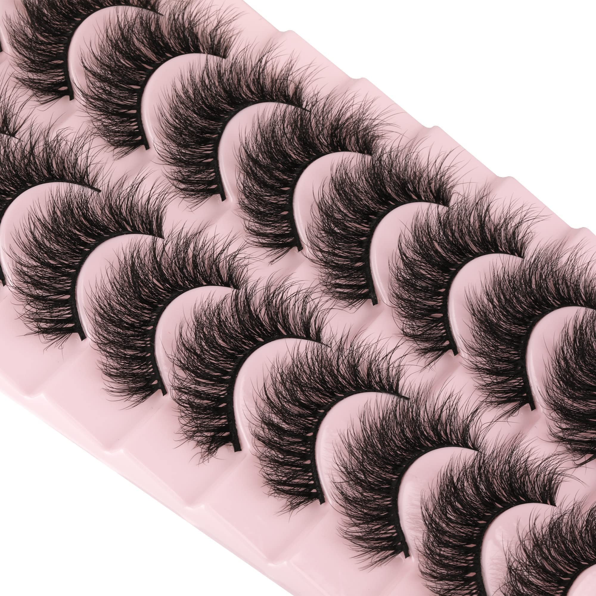 wiwoseo False Eyelashes Natural Wispy Faux Mink Lashes Natural Look Eyelashes Fluff Curly Crossing 16MM 3D Effect Eyelashes 10 P