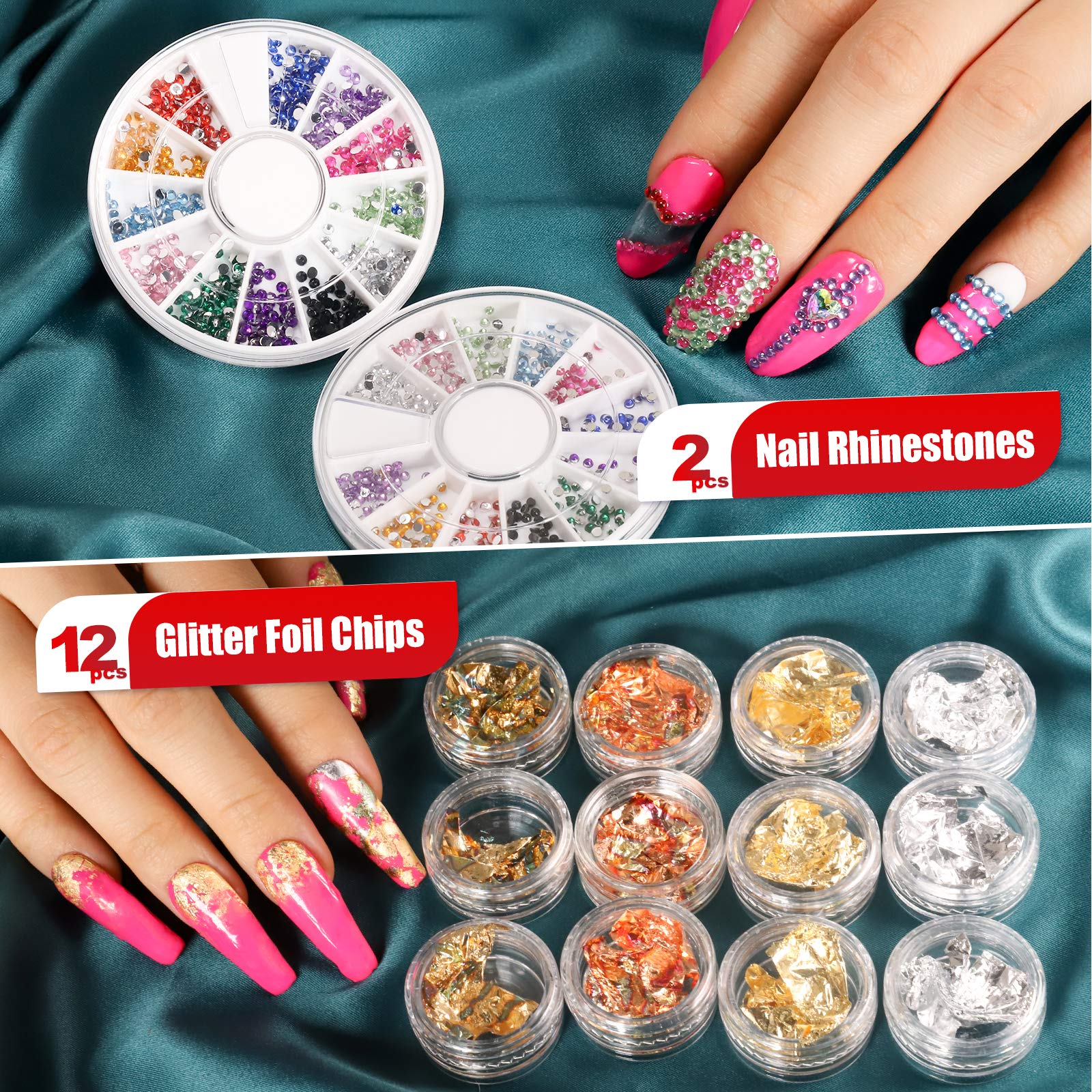 Teenitor Nail Pen Designer,Stamp Nail Art Tool With 15Pcs Nail Painting Brushes, Nail Dotting Tool, Nail Foil, Manicure Tape, Co