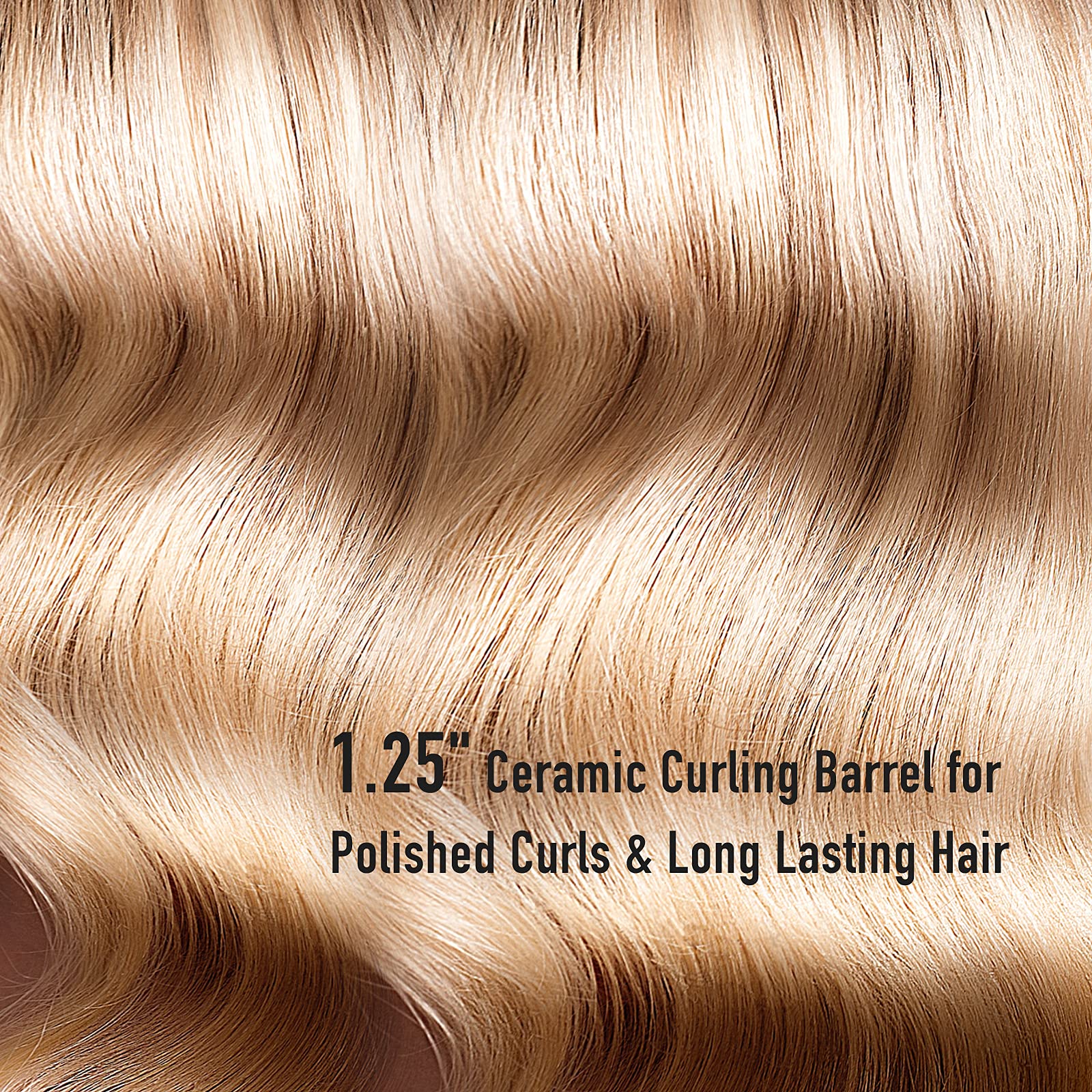 Lanvier 1.25 Inch Clipped Curling Iron with Extra Long Tourmaline Ceramic Barrel, Professional Hair Curler up to 450?? Dual Volt