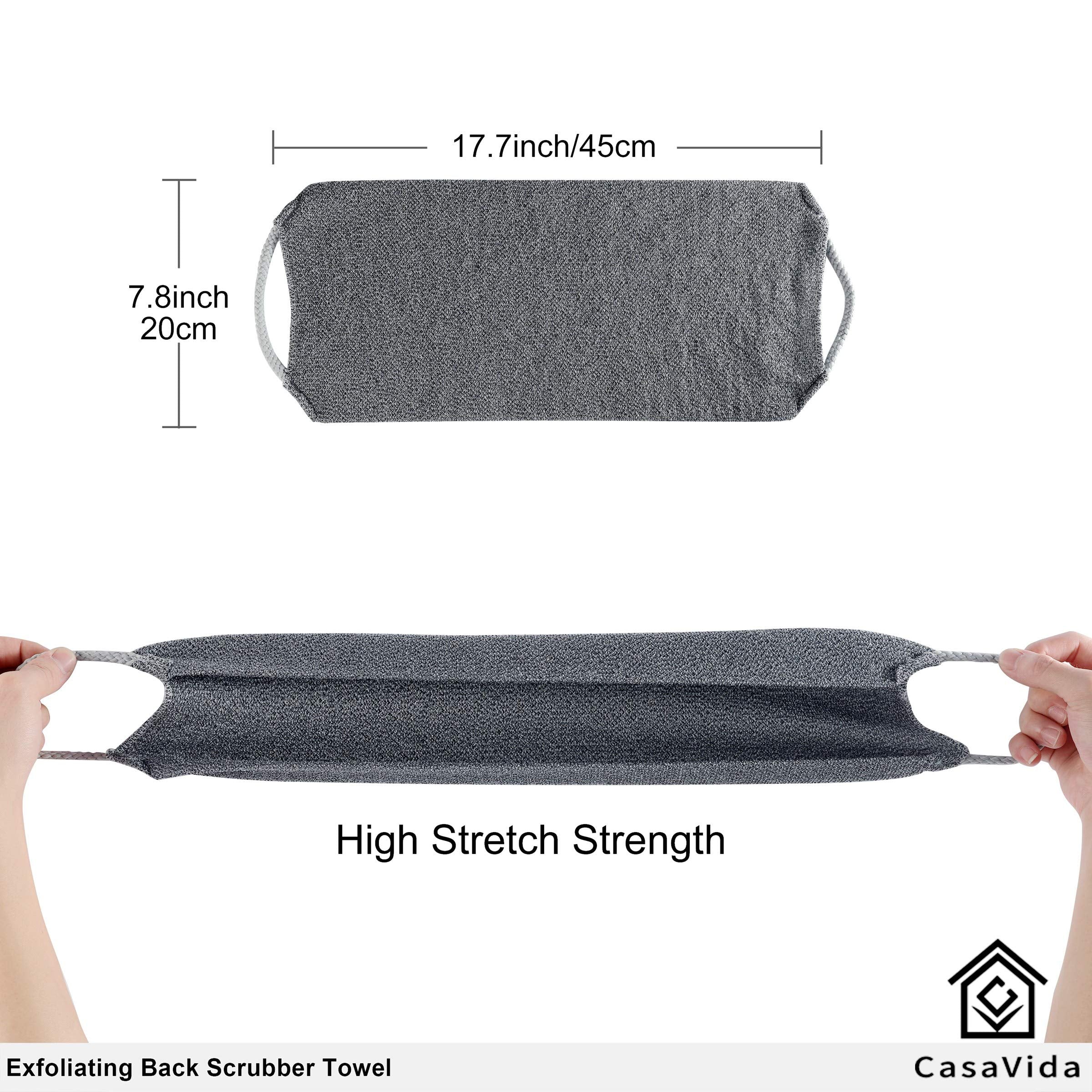 Casavida Back Scrubber For Shower - Exfoliating Body Scrubber Cloth Nylon Japanese Stretchable Bath Exfoliating Washcloth Wash R